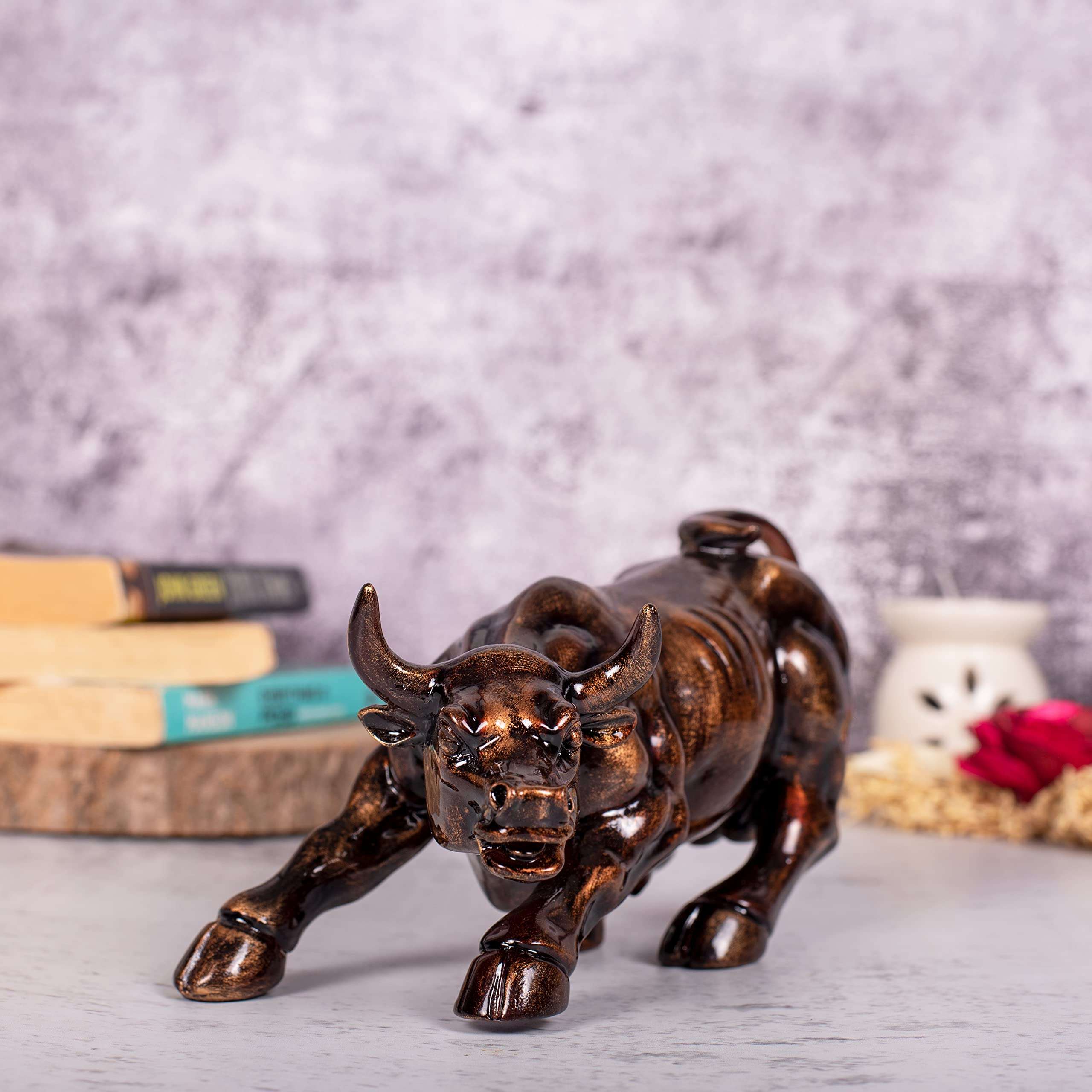 Aapki Marzi Original Replica of Wall Street Charging Bull | Stock Exchange Bull, 9 Inches, Resin Showpiece for Home Decor, 0.8 Kg, (Rustic Copper) 3