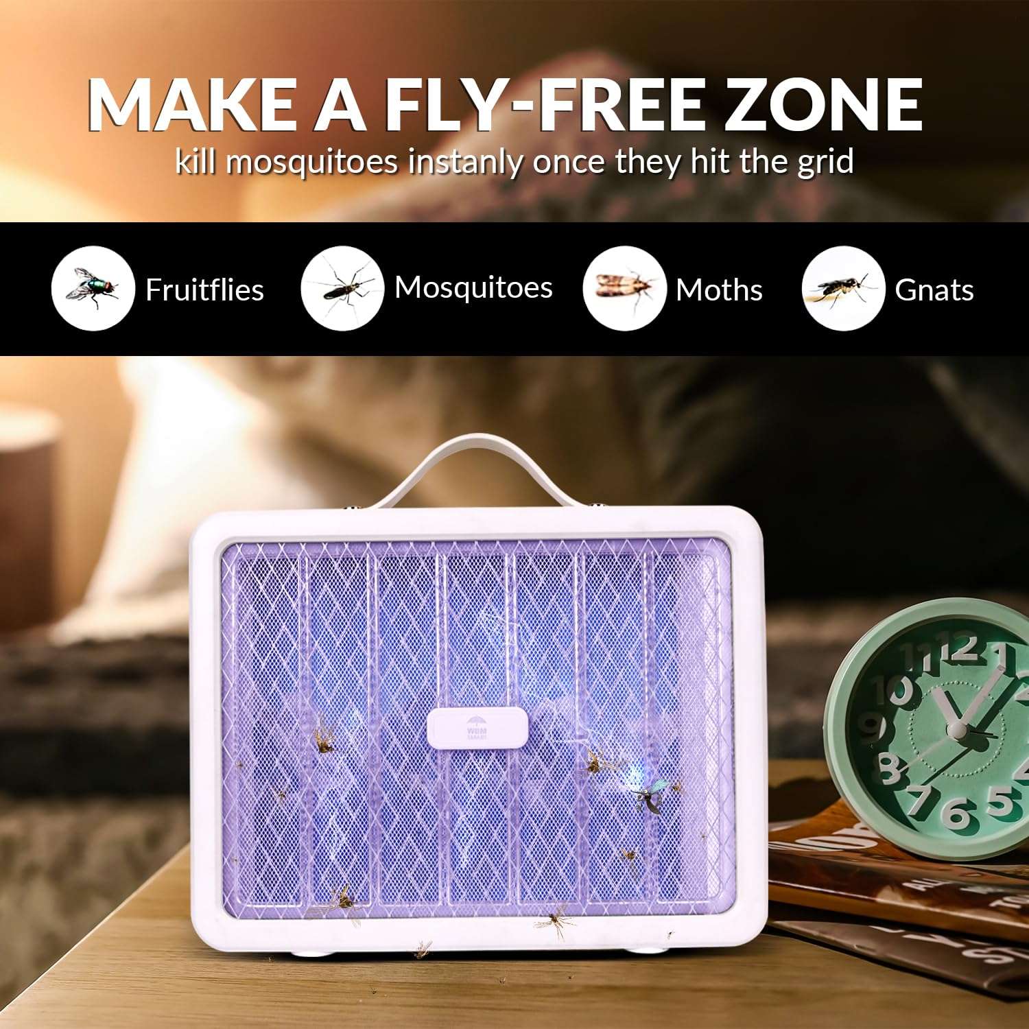 WBM Smart Electric Bug Zapper, High-Voltage LED UV Light Trap for Mosquitoes, Portable & Wall-Mountable with Safety Mesh Protection, Indoor and Outdoor Use 4