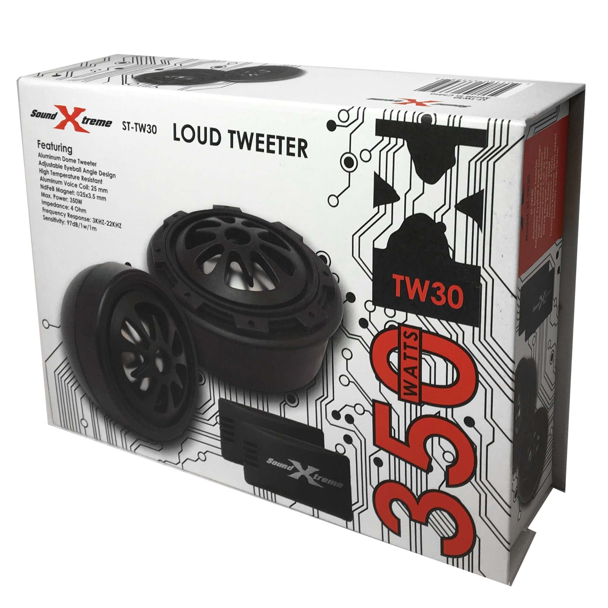 SoundXtreme ST-TW30 Loud Tweeters 1" Component System 350W MAX Power w/Crossovers 3