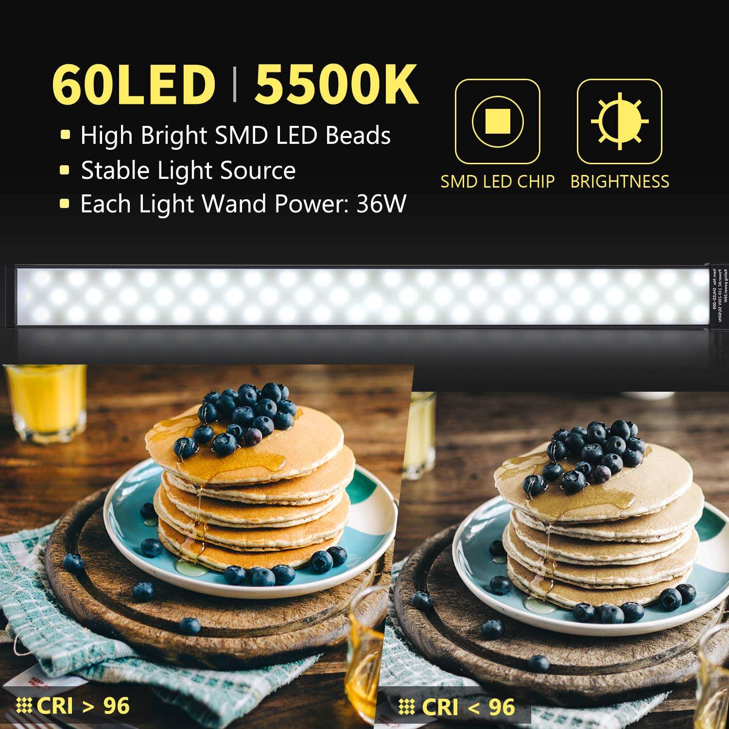 Neewer 3-Pack 60 LED Video Lighting Kit with Adjustable Brightness, 2.24 Meters Light Stand 2