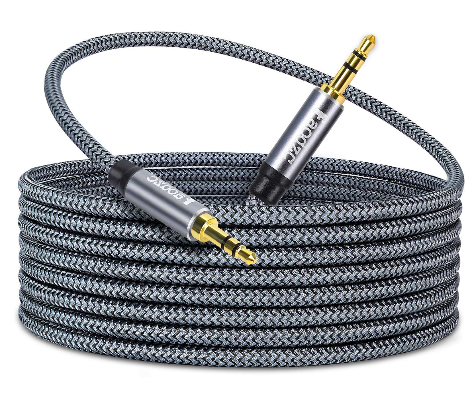 1ft Short 3.5mm Aux Audio Cable,Faodzc 3.5 Aux Cord Male to Male Stereo Nylon Audio Cable Braided Auxiliary Headphones Cable Compatible Headphones,Home Stereos,Speaker,iPhone,Echo Dot 1