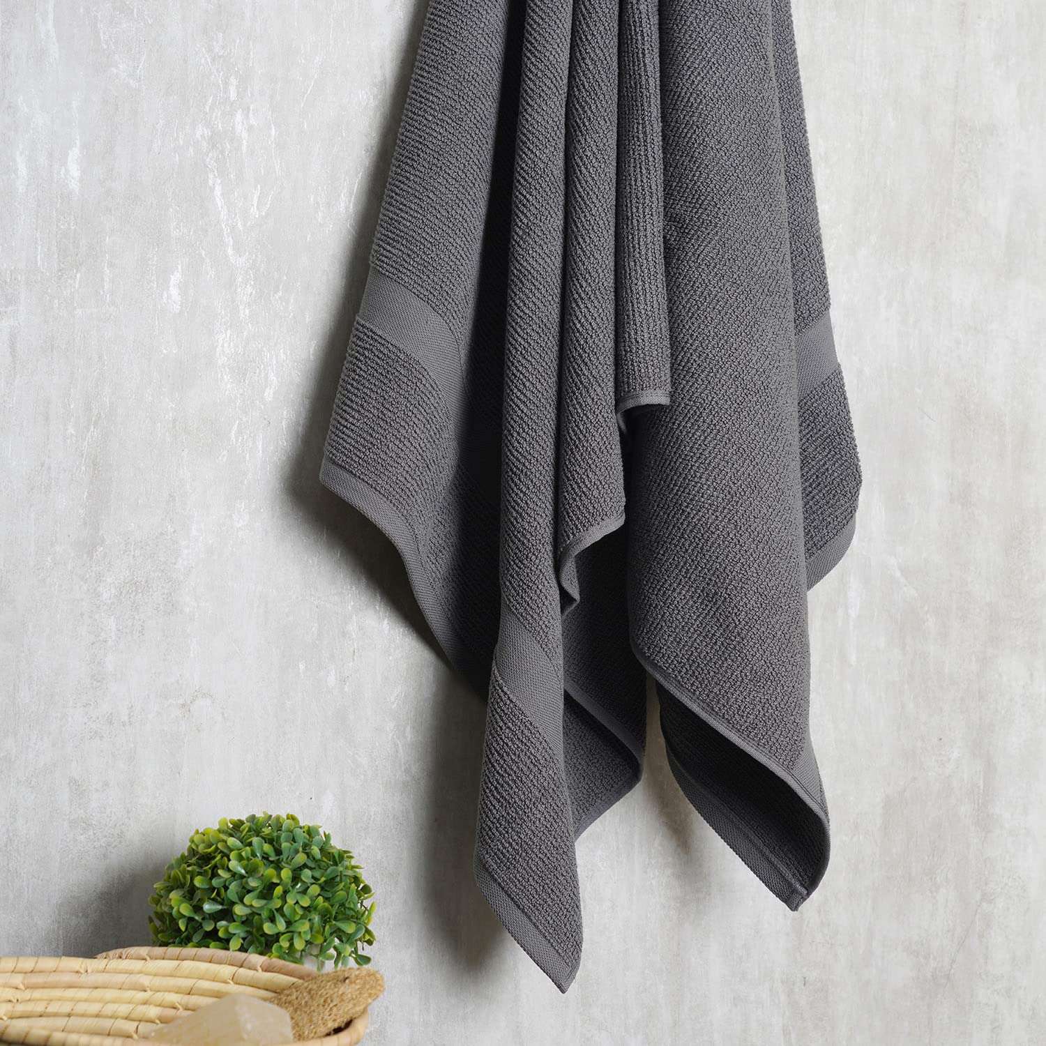 Pure Home and Living, Cotton Bath Towel, Super Absorbent, 600 GSM, Ultra Soft, 100% Cotton, (70x150 cm, Grey) 1