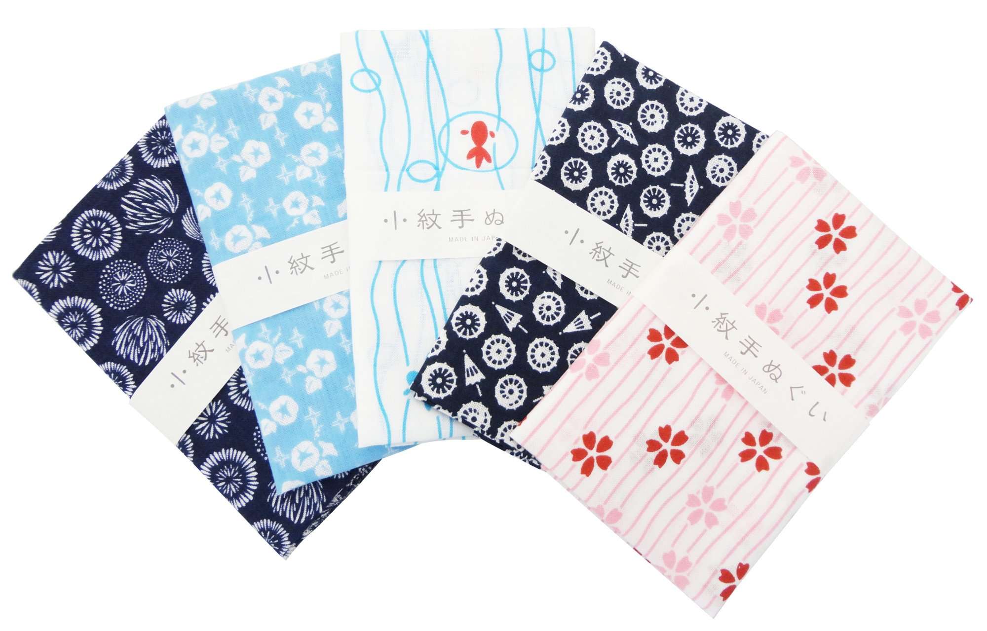 MIYAMOTO Japanese Traditional Towel "Tenugui" Small Pattern 5 type set Basic pattern-3 1