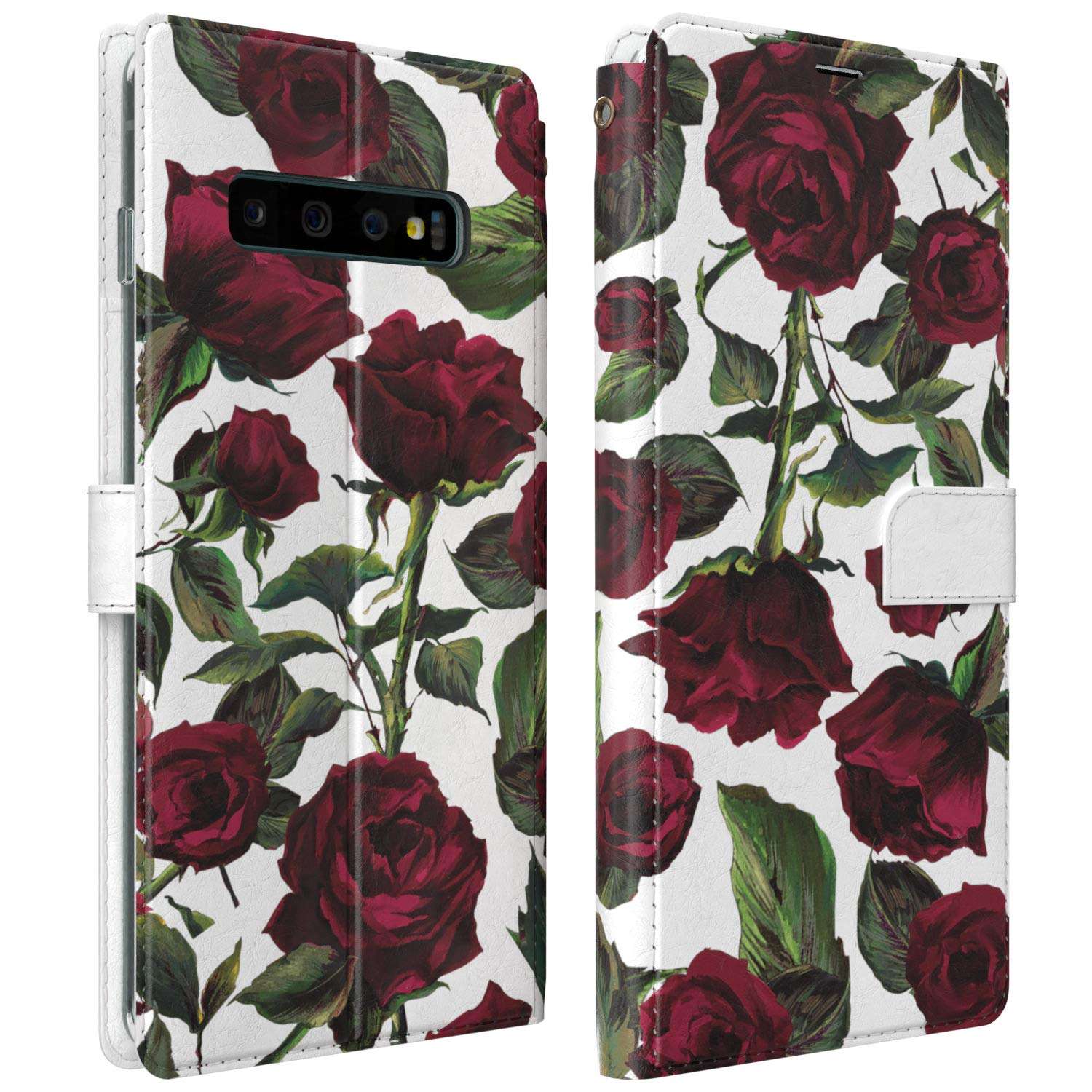 Mertak Wallet Case Compatible with Samsung Galaxy Note 20 Ultra S21 Plus S20 A70 S10 Floral Flowers Flip Magnetic PU Leather Lightweight Red Roses Valentine Protective Folio Romantic Bouquet Cover 1