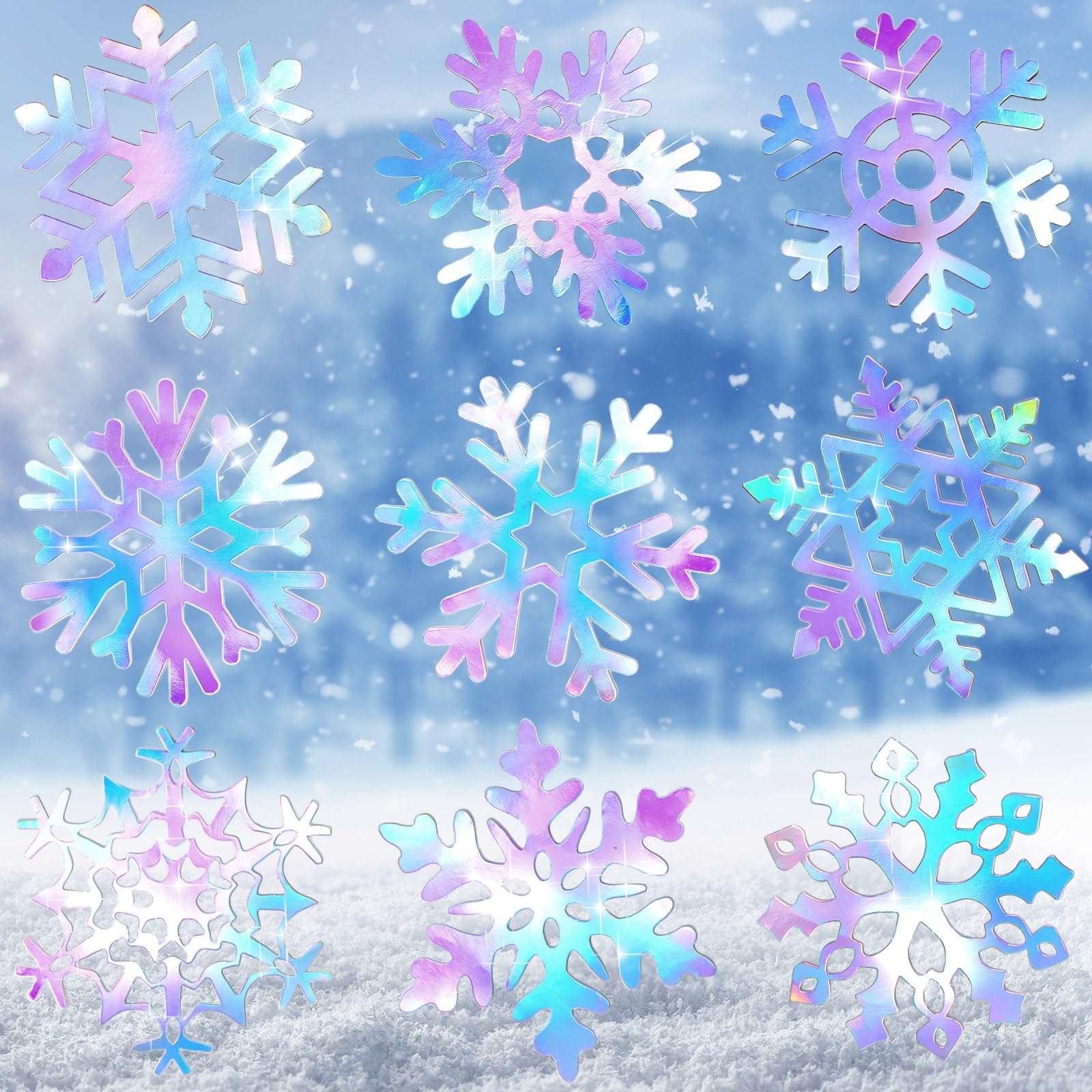 Dianelhall 45 Pcs Snowflake Cutouts Winter Bulletin Board Decorations Wonderland Paper Cutouts Christmas Wall Decals with Glue Points for Classroom Home Holiday Winter Party Supplies 1