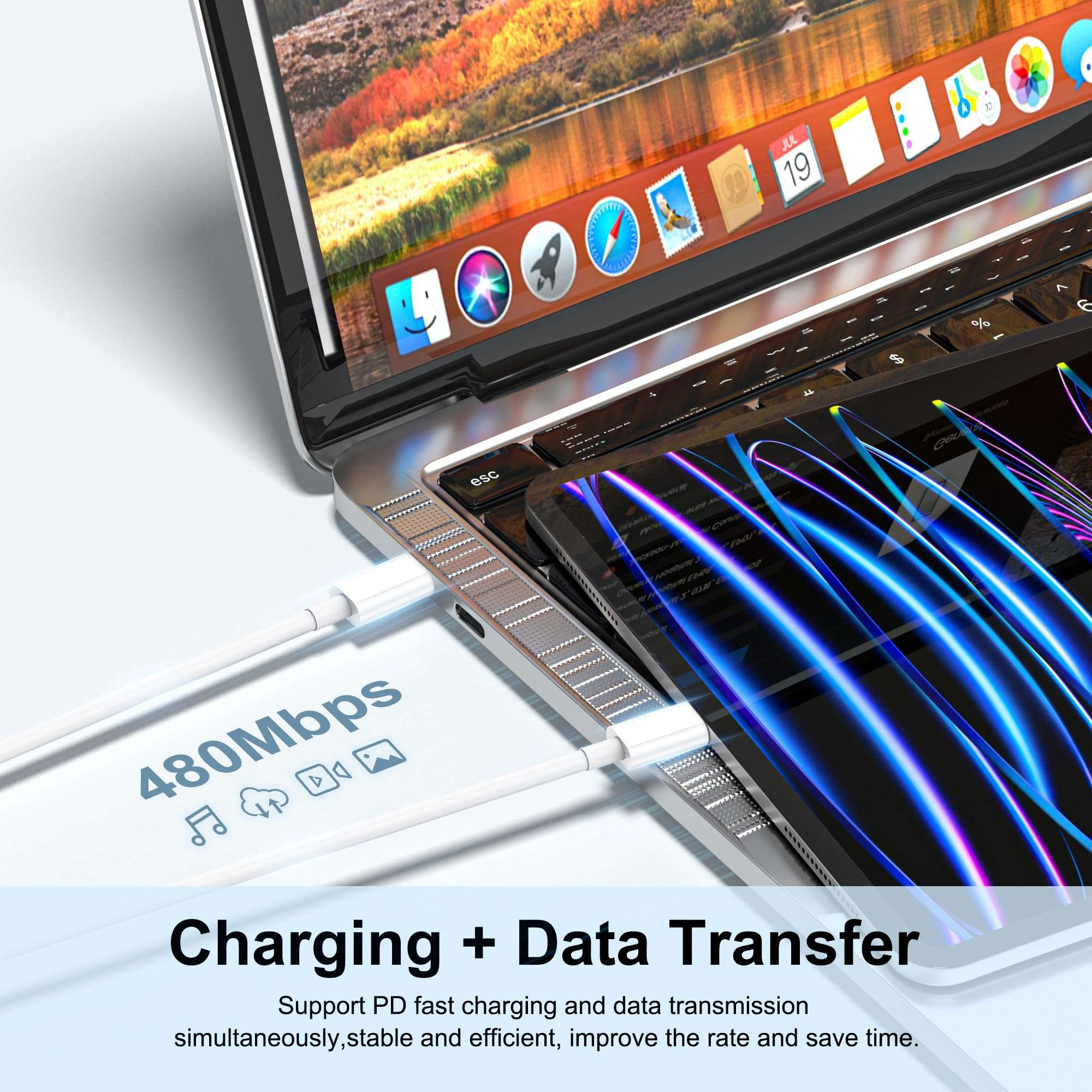 KTDRJN USB C to USB C Fast Charging Cable 60W,6 Feet Type C to Type C Cord with 30W USB C Charger for New ipad Pro 12.9/11, Air 4/5, Mini 6, MacBook Air, (White) 6