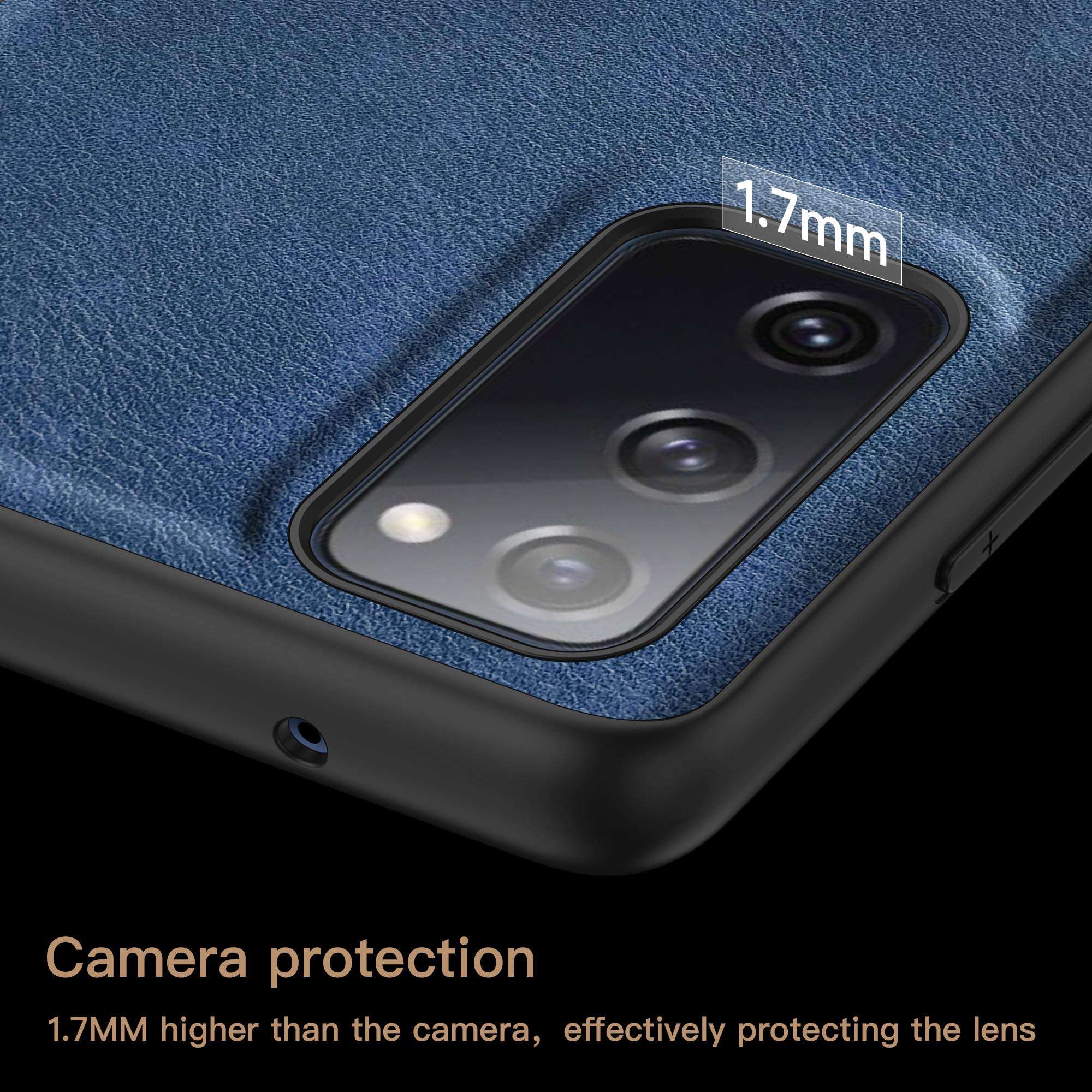 Arkour for Samsung Galaxy S20 FE 5G Case, Thin Slim Luxury Leather Business Vintage Non-Slip Soft Grip Shockproof Protective Phone Cover Cases for Samsung Galaxy S20 FE (Blue) 5