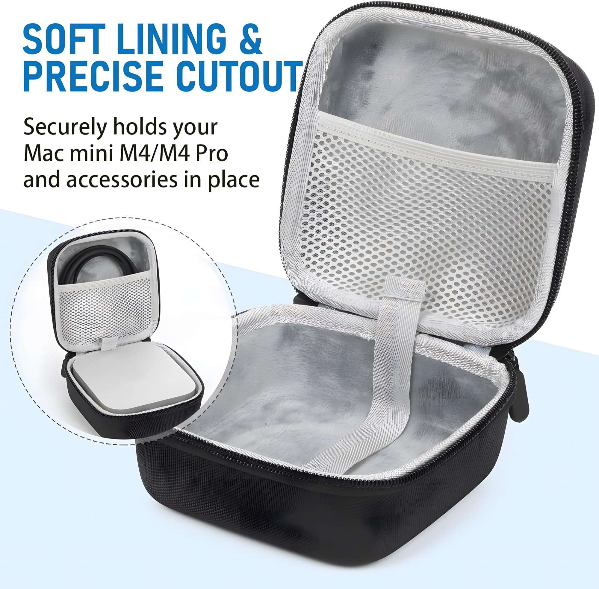 24x7 eMall Hard Carry Case Compatible with Mac mini M4 Series Desktop Computer Hard Shell Carrying Case, Protective Travel Case Storage Bag- 16 Cm x 16 cm x 9.5 Cm EVA 5