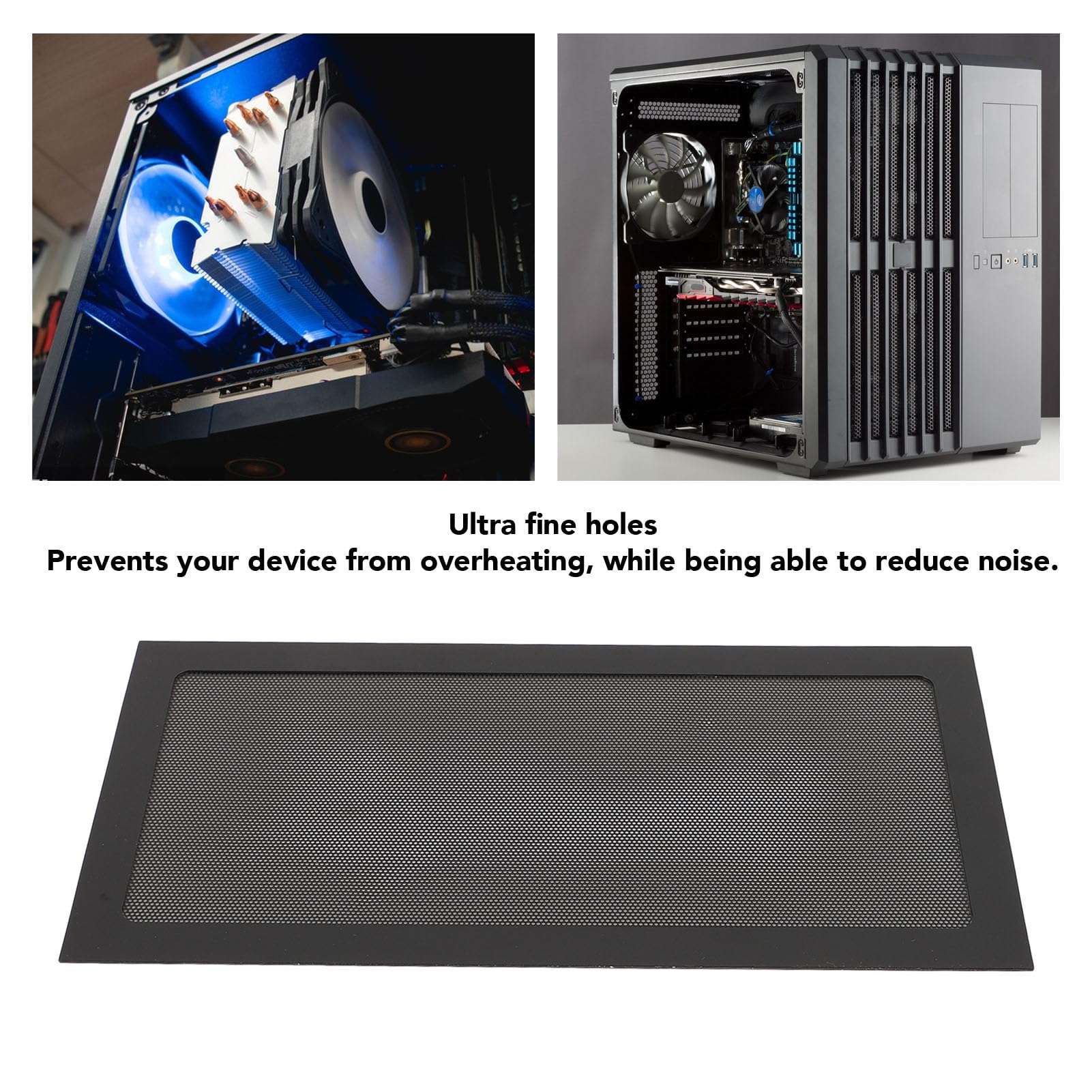140x280mm DIY PC Case Dust Mesh Filter, 2 Pack PVC Mesh Filter Cover with Magnetic Strip, Computer Cooler Fan Dust Filter Cover for PC Case Power Supply, Fan Vent (Black) 4