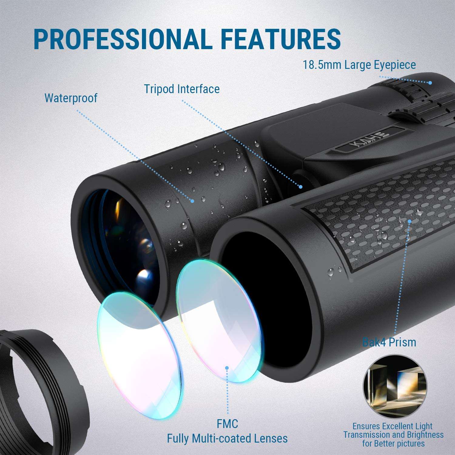 12x42 Binoculars for Adults with Smartphone Photograph Adapter, 18.5mm Large View Eyepiece, BAK4 Roof Prism FMC Lens, Compact Binoculars for Bird Watching Travel Hunting Concerts Sports (1.2 lbs) 2