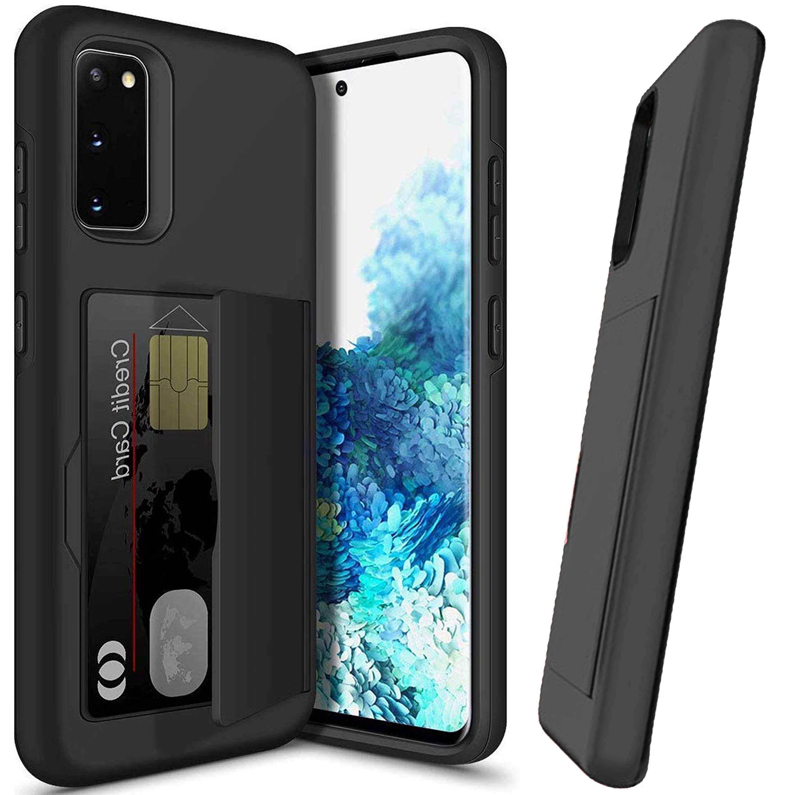 S20 Ultra Cases I Galaxy s20 Ultra Wallet Case with Card Holder - Samsung Slim Protective Phone Back Covers I Dual Layer Hard Hybrid 3 Credit Card Slot Hidden Storage Cover I Black Heavy Duty 5