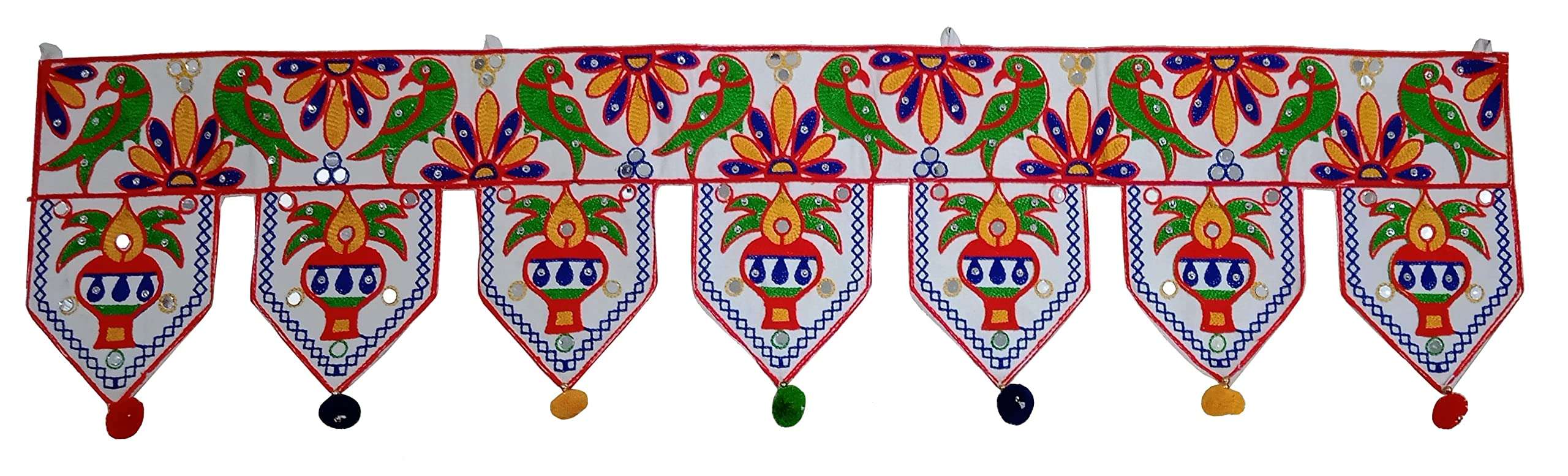 Purpledip Cotton Bandhanwar (Bandharwal Toran) 'Colorful Saga': Door Hanging Window Valance Tapestry; Ethnic Indian Decor (12447A) 1