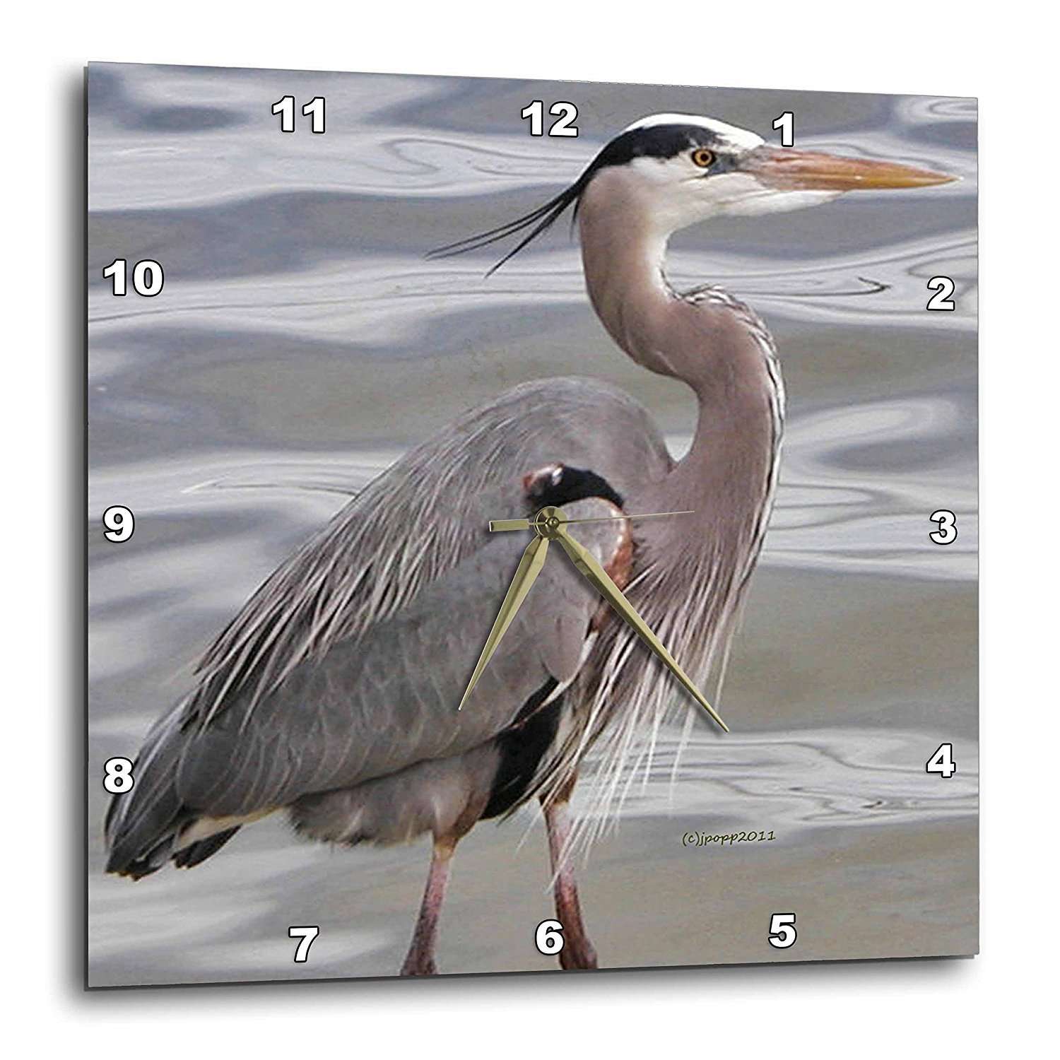 3dRose DPP_19132_1 Great Blue Heron Wall Clock, 10 by 10-Inch 1