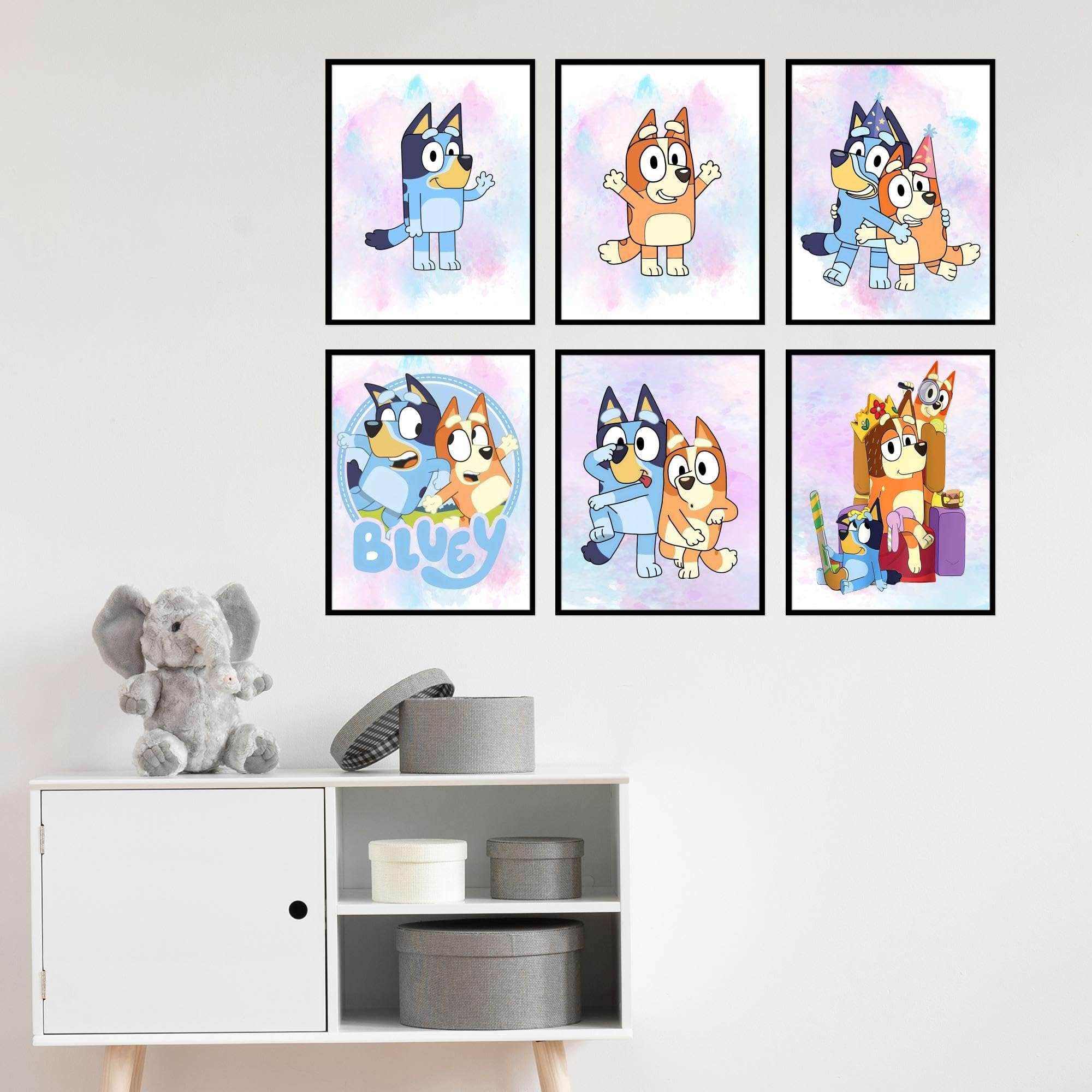 BigWig Prints Bluey Poster - Bluey Room Decor, Posters for Boys Room, Kids Wall Art for Bedroom, Toddler Wall Art, Cartoon Artwork for Nursery Decor, Kids Cartoon Prints - Set of 6 (8x10”) Unframed 5