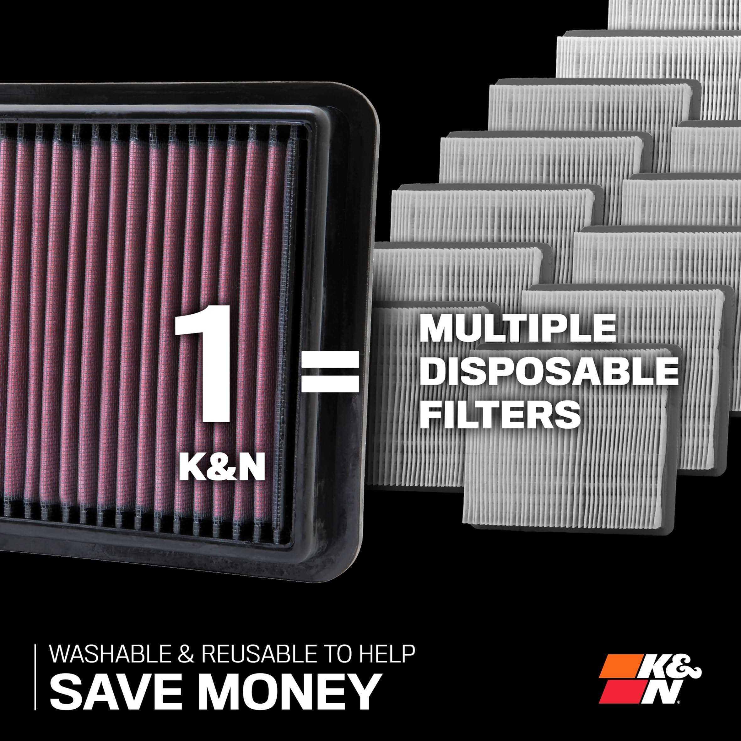 K&N High-Flow Original Lifetime Engine Air Filter: Increase Power: Premium, Washable: Compatible with 2009-2017 Hyundia/KIA: (See Product Description for Select Models), 33-2448 3