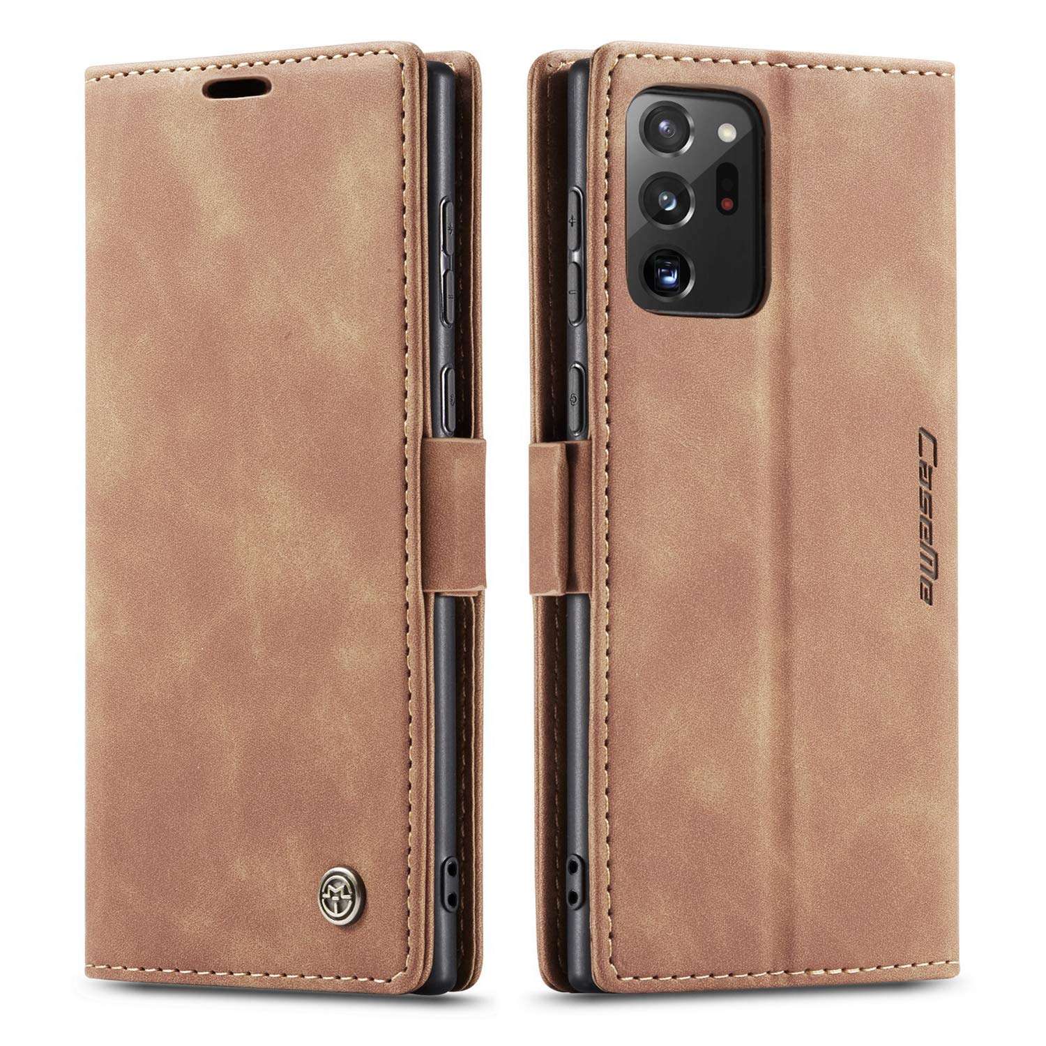 Kowauri Galaxy Note 20 Ultra Case,Leather Wallet Case Classic Design with Card Slot and Magnetic Closure Flip Fold Case for Samsung Note 20 Ultra 5G (Brown) 2
