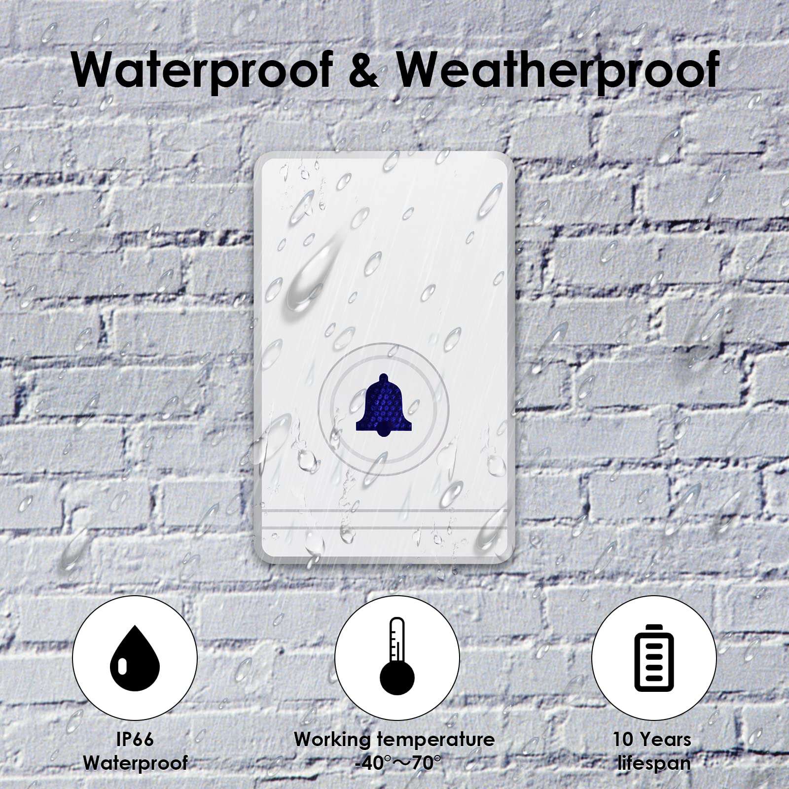 Wireless Doorbell, Waterproof Mini Door Bell, Door Chime Kits, Door Ringer for Opening, Door Open Alert with 918ft Range 36 Chimes (1Sensor1Receiver) 6