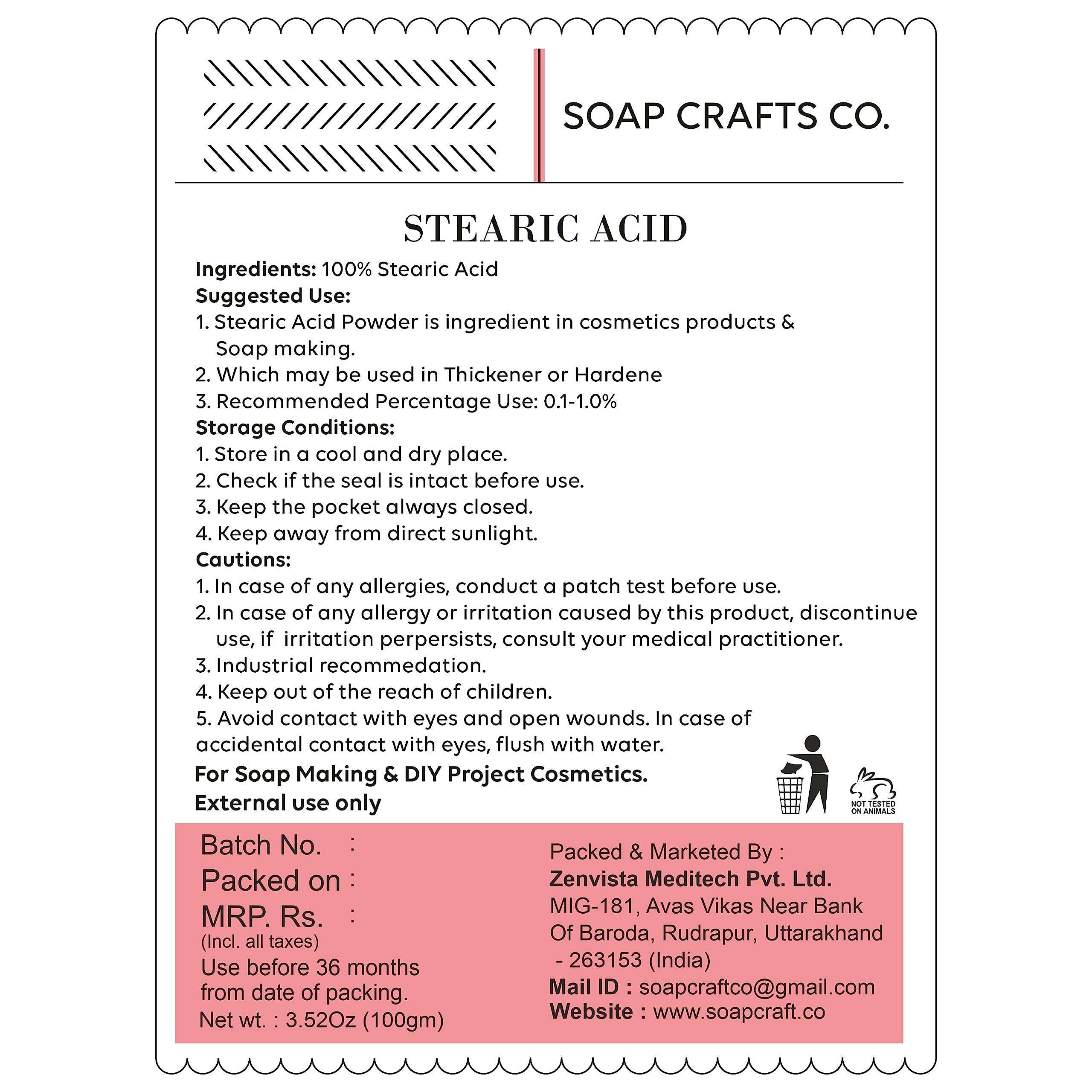 Zenvista Soap Crafts Co. Stearic Acid for Diy Projects, Saop Making and Cosmetic Making 500gm 3