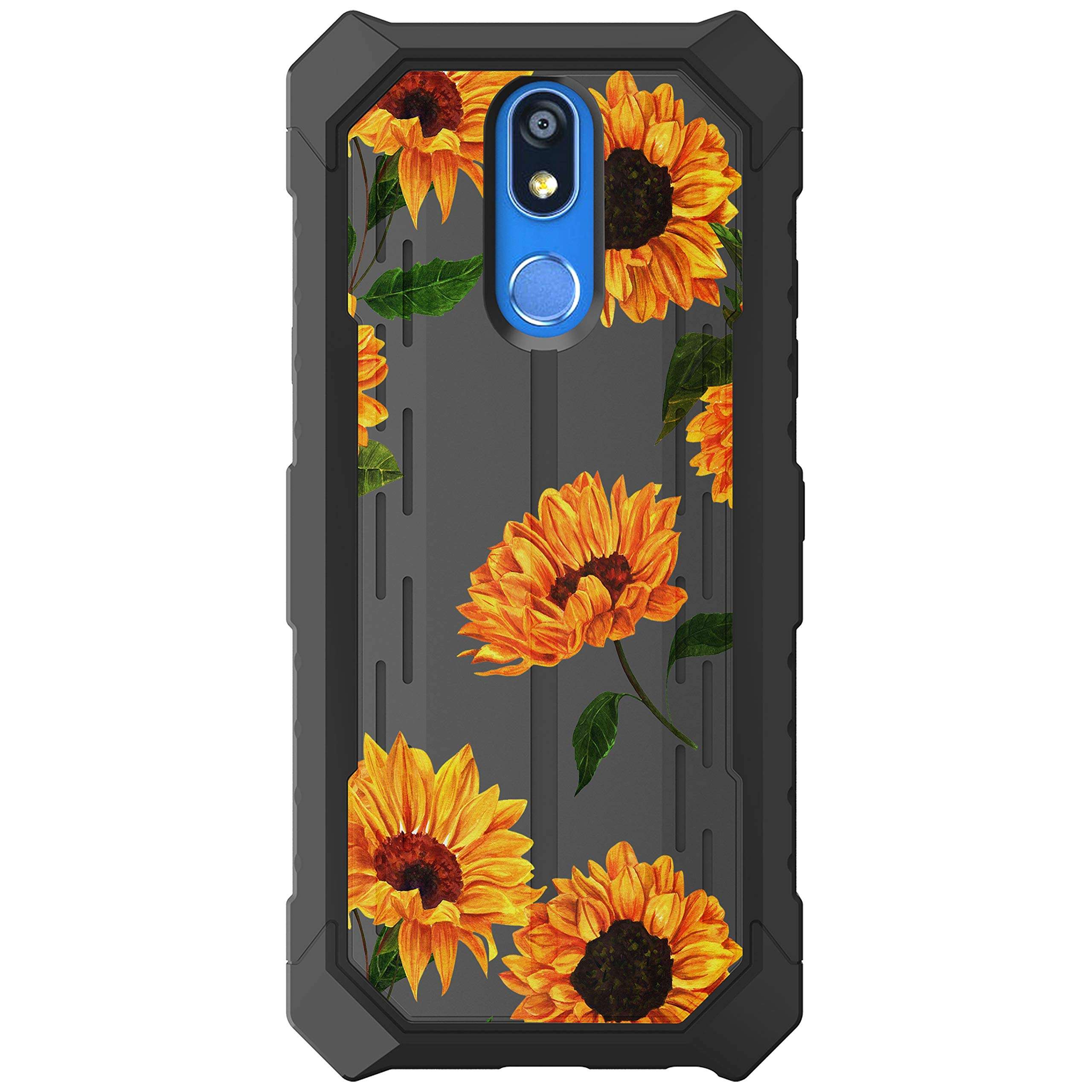 MINITURTLE Compatible with LG K40, LG K12 Plus, LG X4 (2019) Hard Back Cover Fitted Bumper Rugged Defender Protective Shockproof Case - Sunflowers 1
