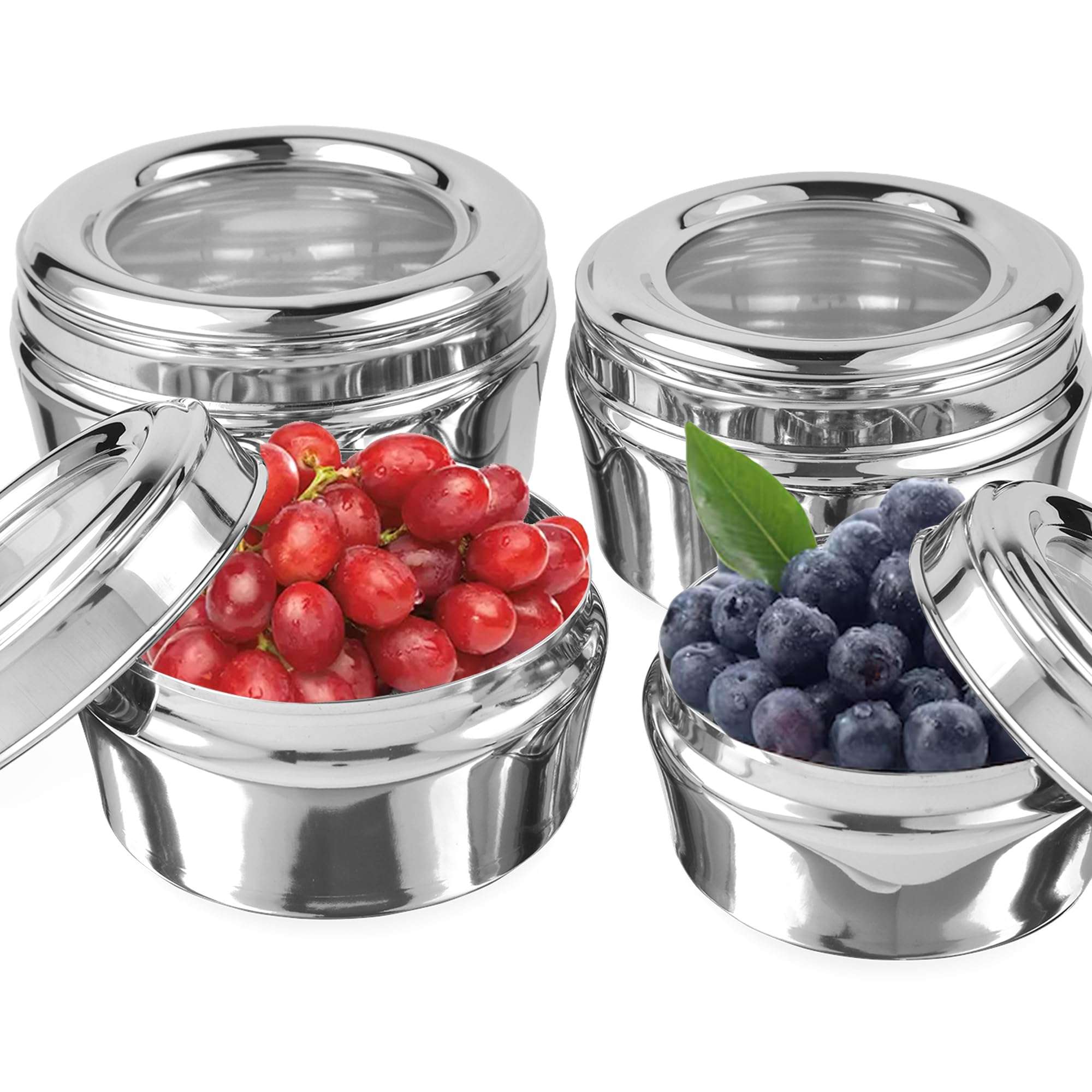 KSJONE Stainless Steel Airtight Food Storage Containers with See Through Lid Dry fruits Storage Box, Perfect For Camping Trips, Lunches, Leftovers, Salads (30 Oz, 24 Oz, 17 Oz, 12 Oz) 1