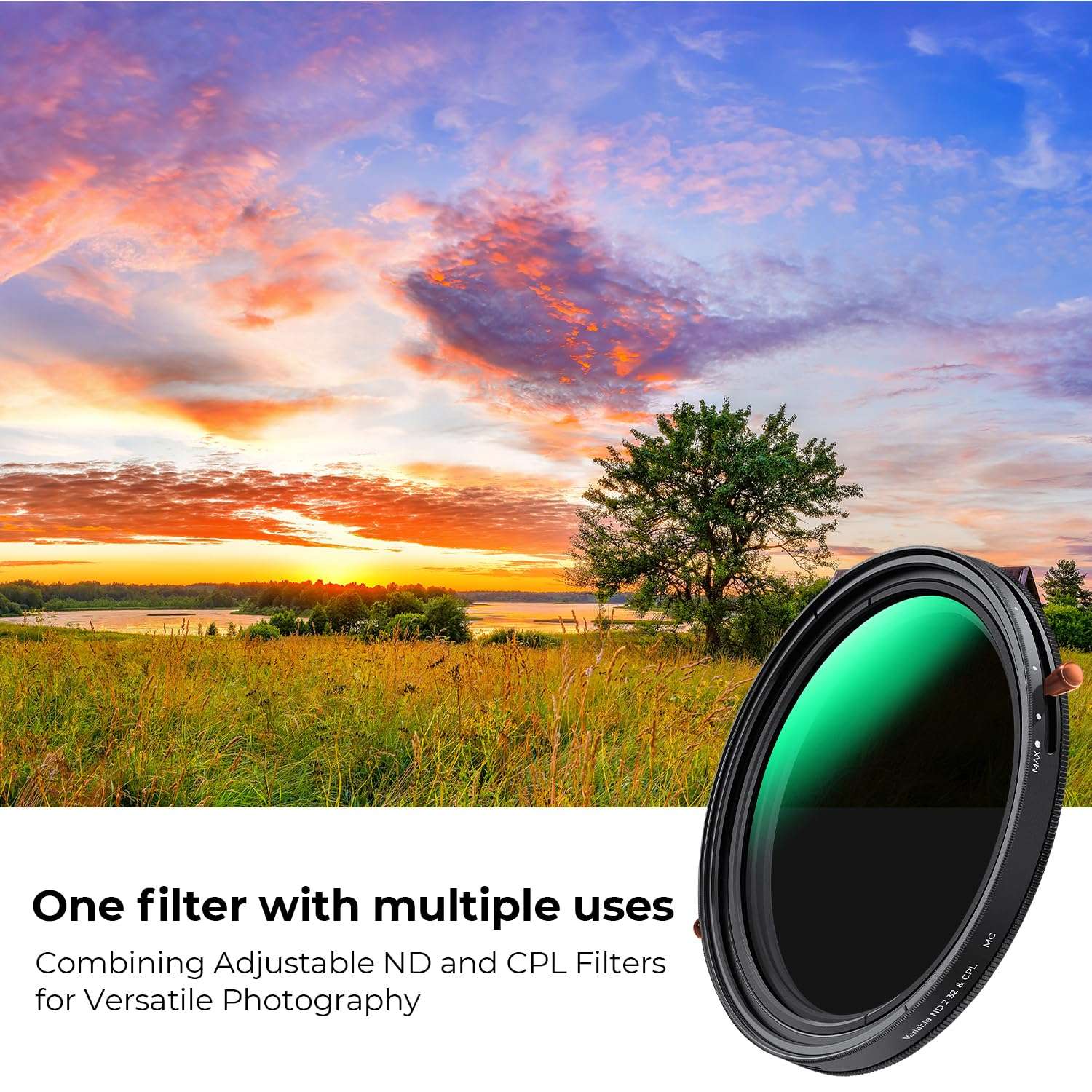 K&F CONCEPT 49mm Variable Fader ND2-32 ND Filter and CPL Circular Polarizing Lens Filter in 1 for Camera Lens Waterproof Neutral Density Polarizer Filter (Nano-D Series) 3
