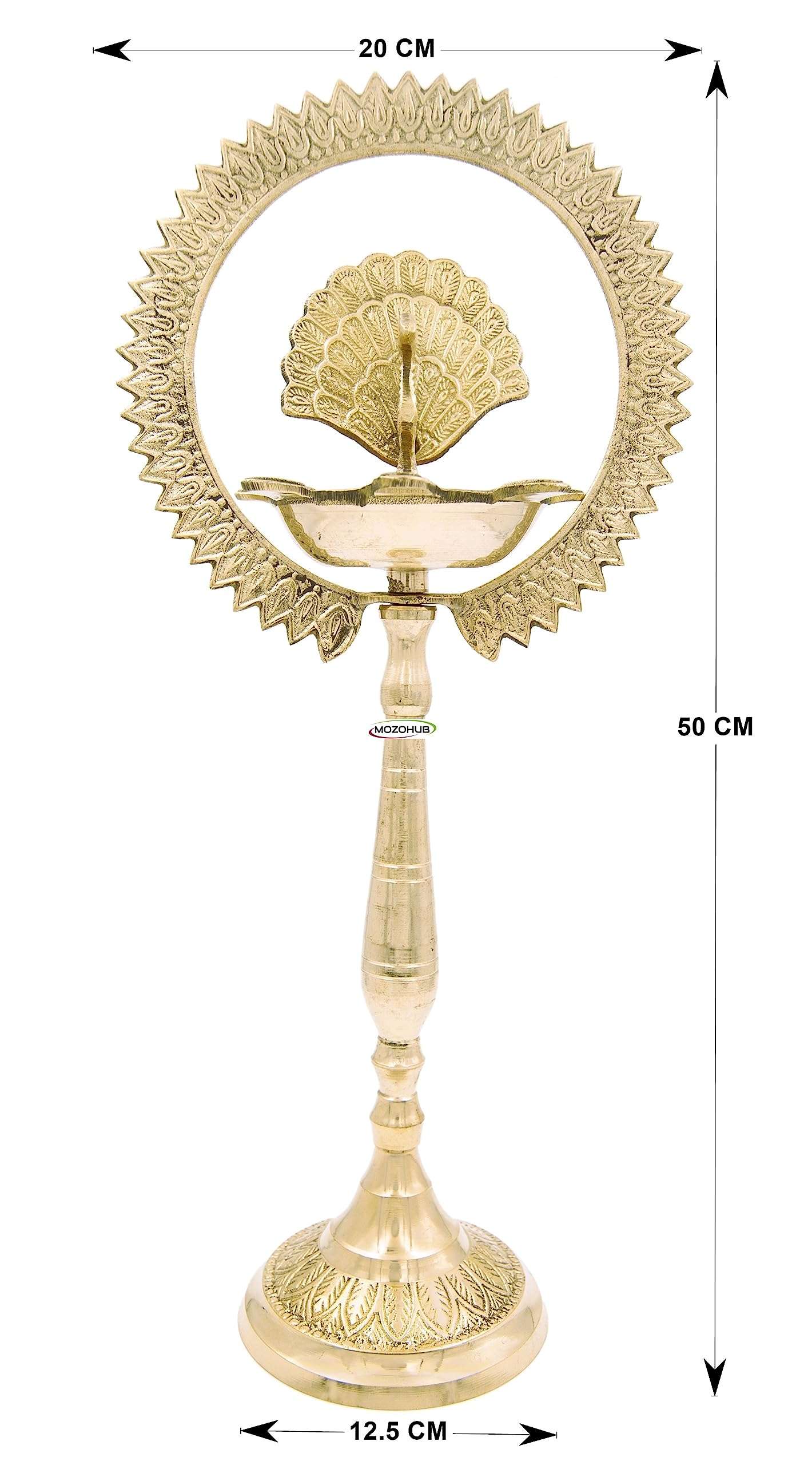 MOZO HUB Diya Stand Brass Golden Traditional for Home Office Pooja (50 cm) 5