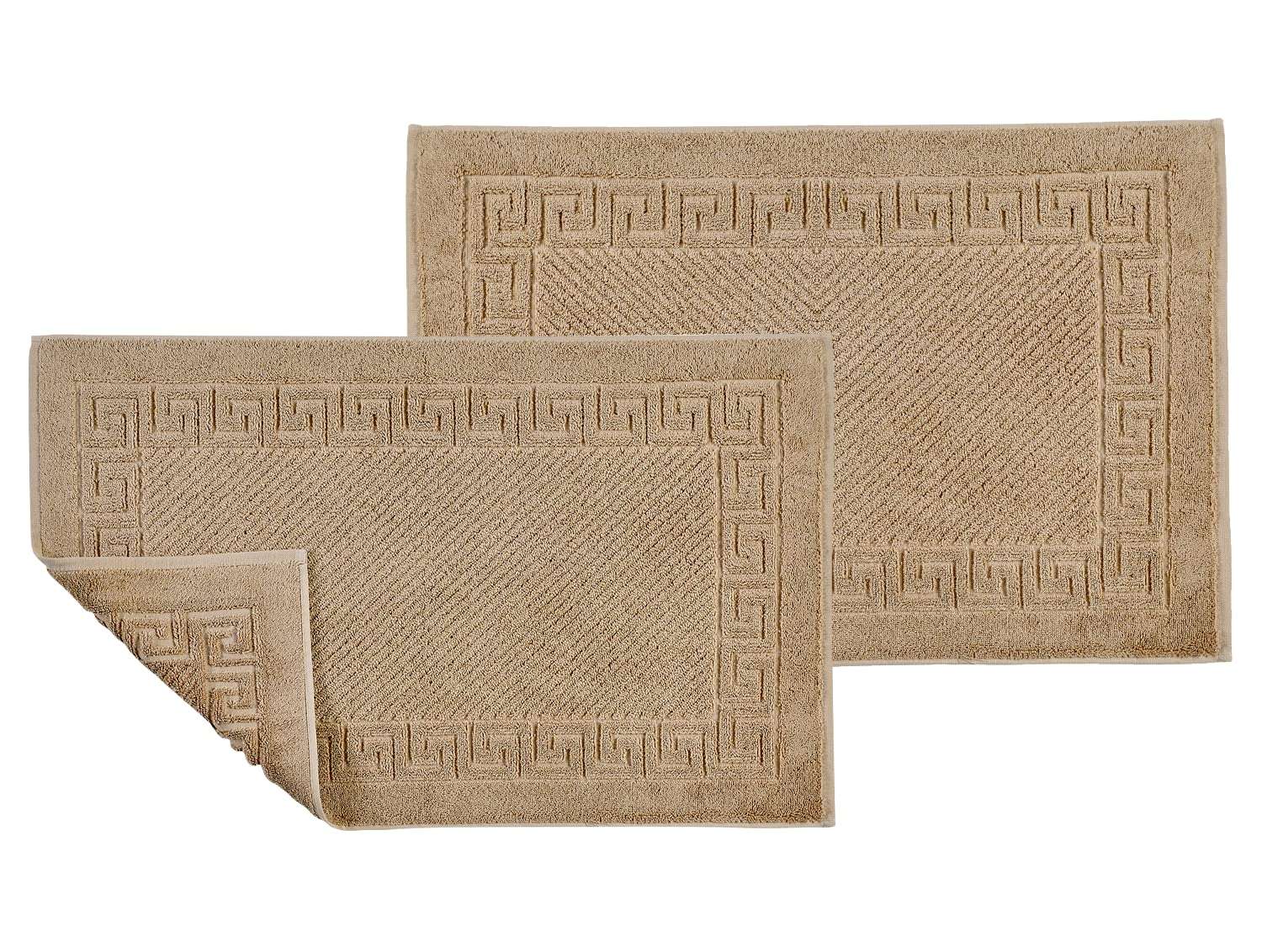 ASTREA TEXTILES Bath Rug Bathroom Floor Mats - Washable Bathtub Shower Sink Floor Towels - 100% Turkish Cotton Bath Mat Towels (Set of 2) (Brown)