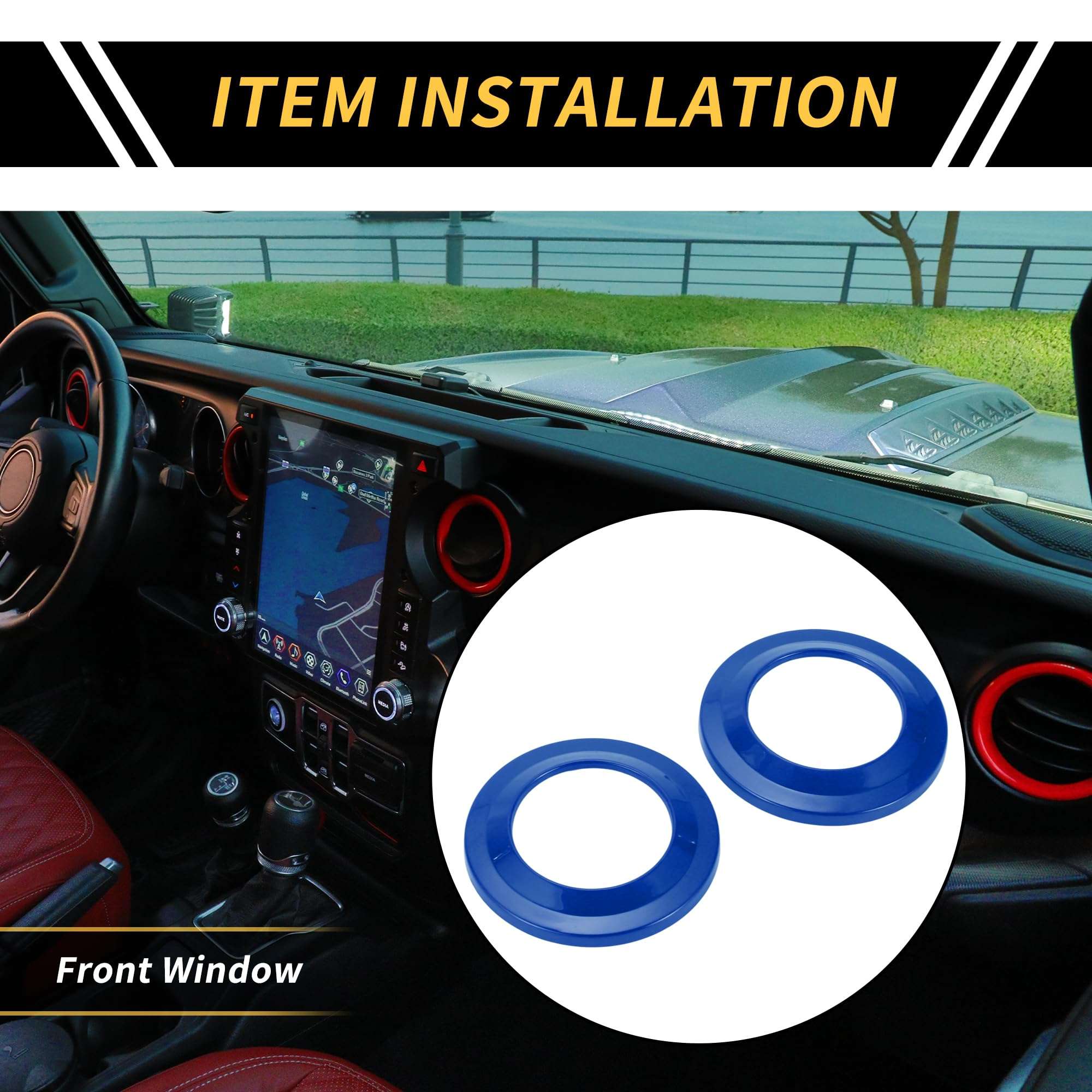 REPAIROCK 2 Pcs A Pillar Speaker Ring Cover Trim for Jeep Wrangler JK 2007-2014 Window A Pillar Front Horn Speaker Cover Stereo Audio Frame Trims ABS Blue 3