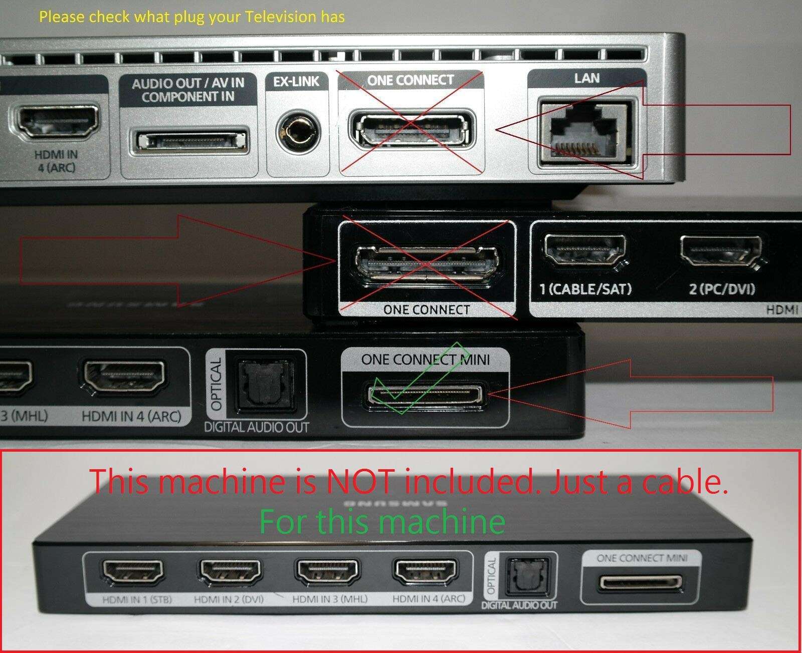 Kam Kin One Connect Mini Cable for Samsung UN55JS8500F,UN55JS850DF,UN55JU7100F,UN55JU7500F,UN60JU7090F,UN60JU7100F,6Ft,Black,BN39-02015A 6