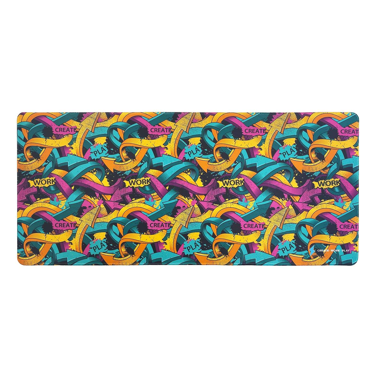 CREATE WORK PLAY Gaming Desk Mat – Outstanding Design, Better Mouse Accuracy and More Comfort – Neon Collection Desk Mats for Gaming (Twisted Arrows) 3