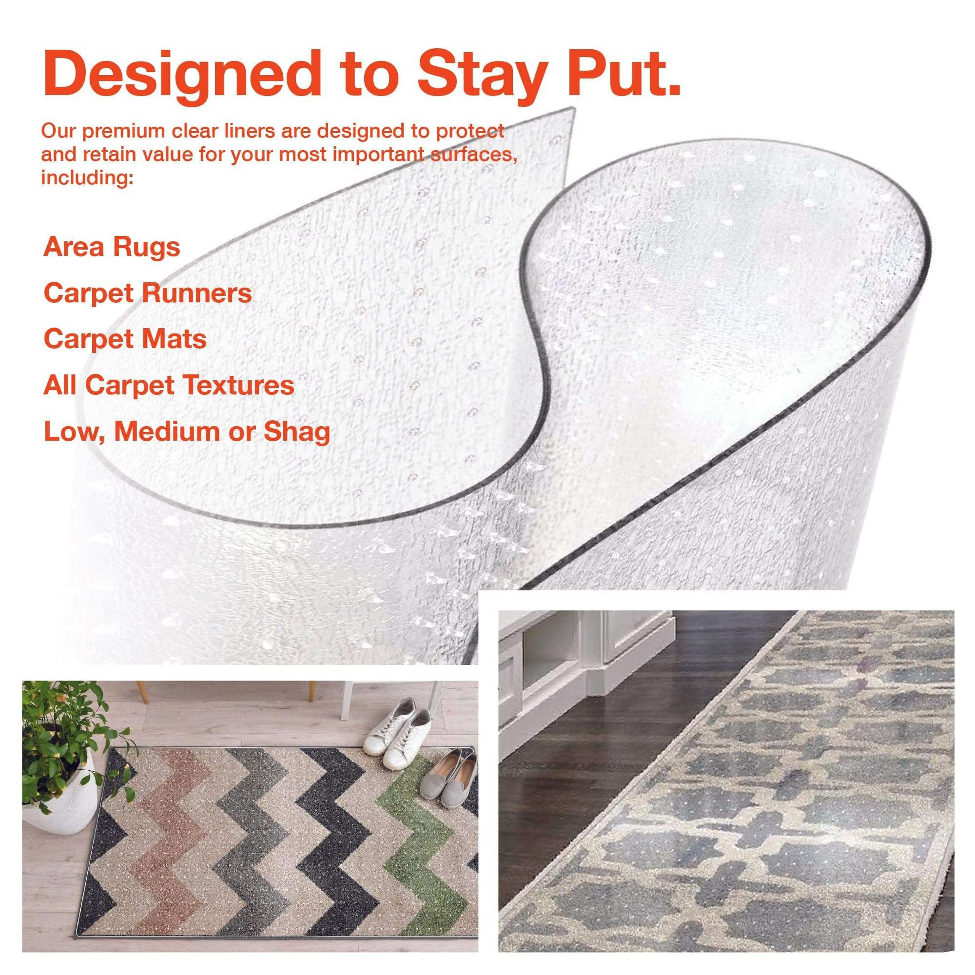 ExactMade - Clear Carpet Runner, USA Made, Safe, 24 x 48 Inch, 2mm Thick Cleated Vinyl, Clear Vinyl Carpet Protector for Rug, Plastic Runner for Carpet Protection 6