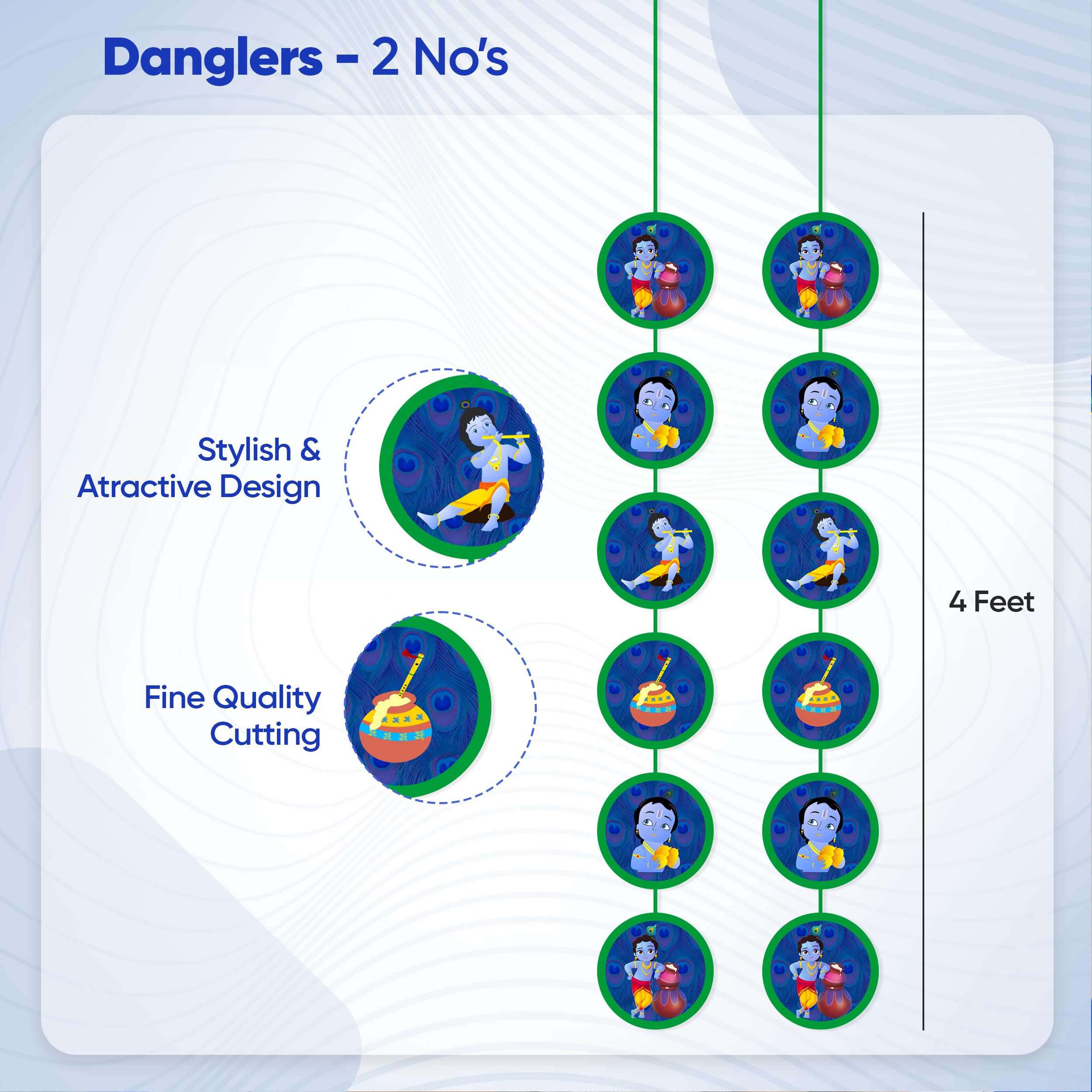 Untumble Krishna Theme Birthday Party Decorations - 56-Piece Set for Baby Boy Janmashtmi, Little Krishna, Jayanthi Decor 5