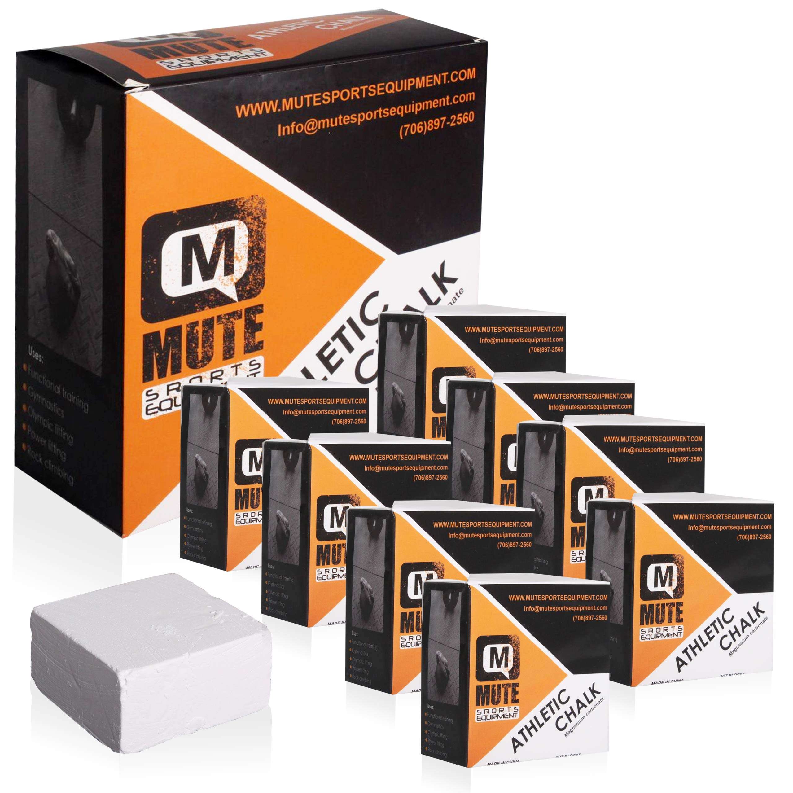 Mute Premium Athletic Gym Chalk Blocks 2 oz. 8 Pack Box | 1 Pound | Magnesium Carbonate | Weightlifting, Gymnastics, Rock Climbing, Olympic Lifting 1