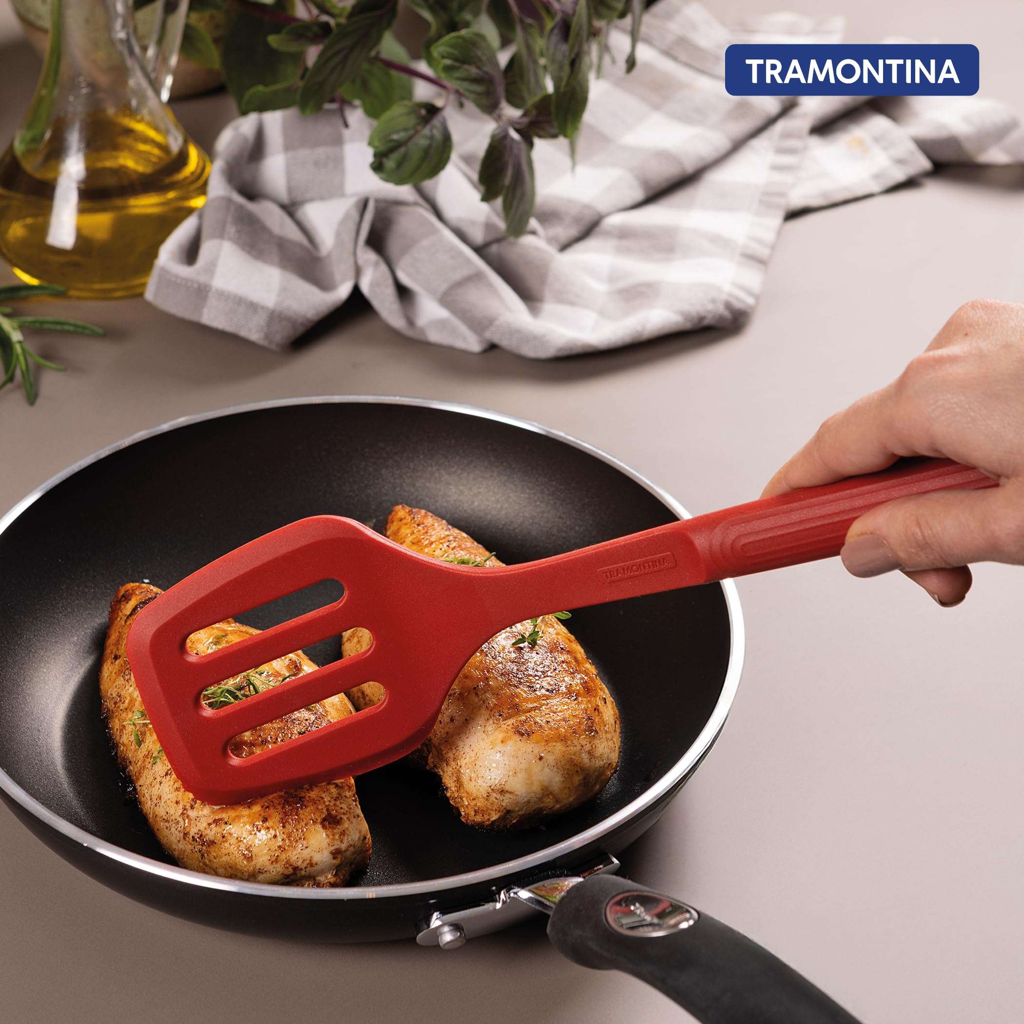Tramontina Softta Slotted Spatula – Red Silicone Turner for Cooking, Frying & Flipping – Heat Resistant up to 210°C, Safe for Nonstick & Ceramic Cookware 6