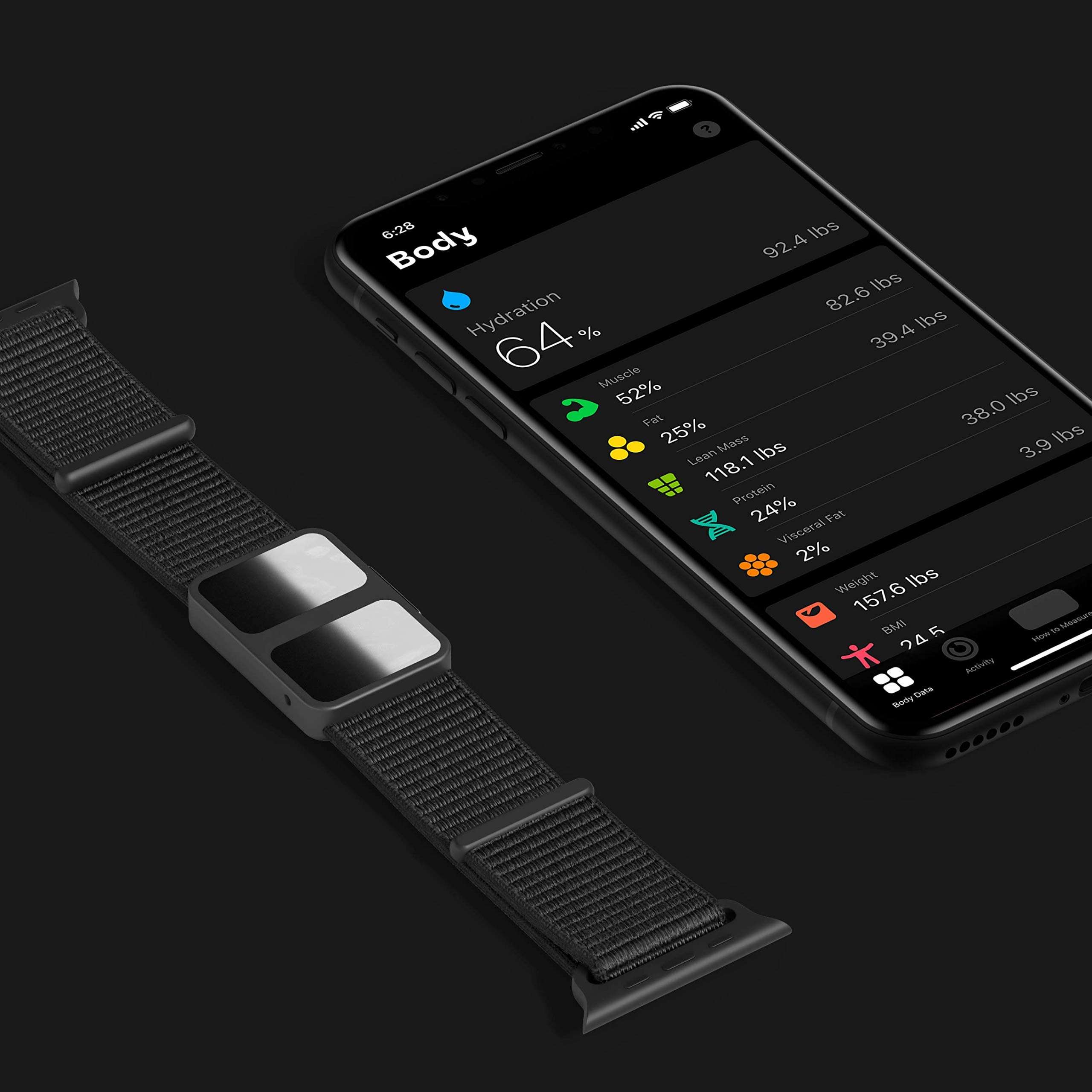 AURA Strap Body Composition and Hydration Level Fitness Tracker Band for Apple Watch Compatible, 42mm 44mm, Mint Green 2