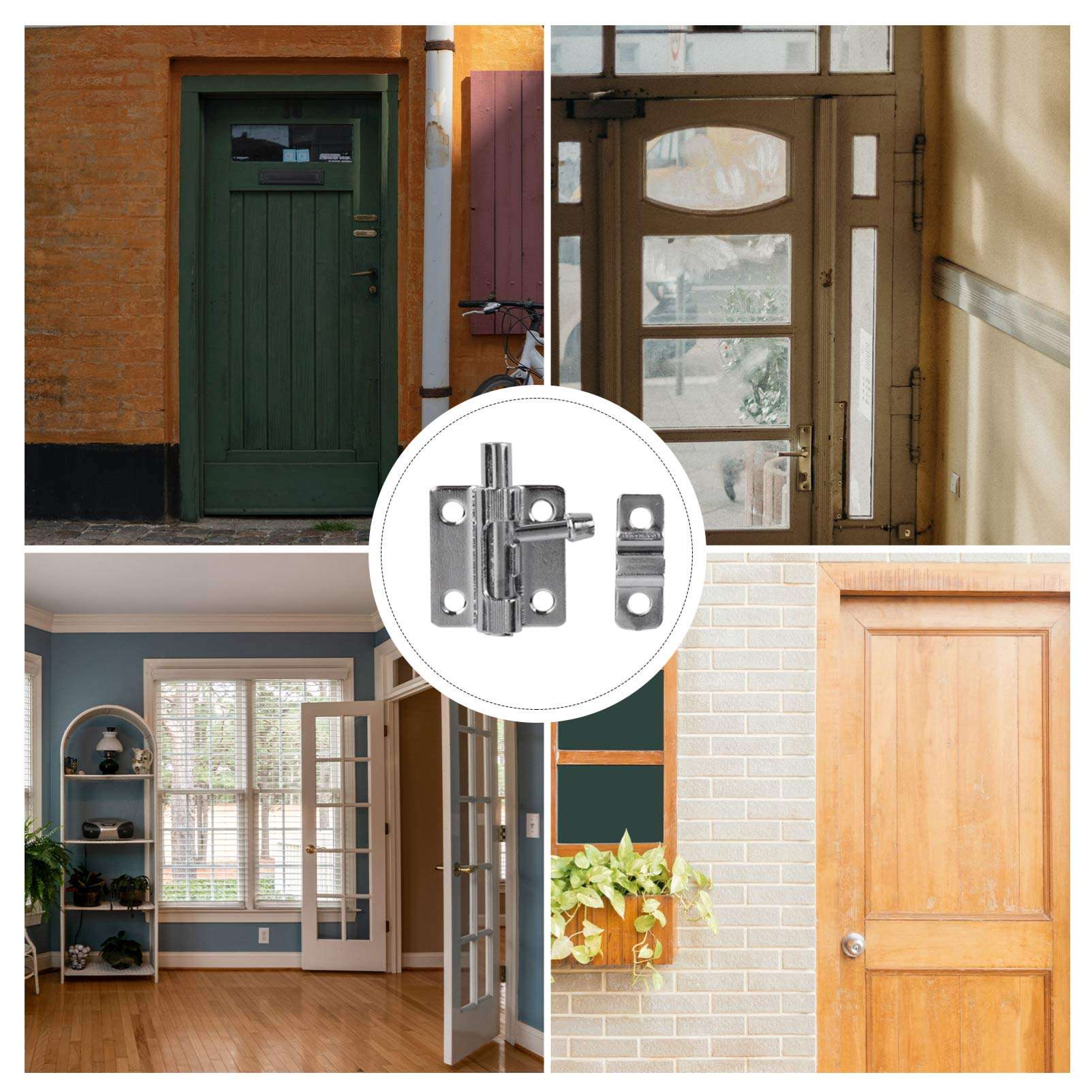 GARNECK Iron Door Anti- Slide Lock Bolt Bathroom Door Lock Door Lockto Keep Your Security And Privacy 3pcs With Screws (silver） 3