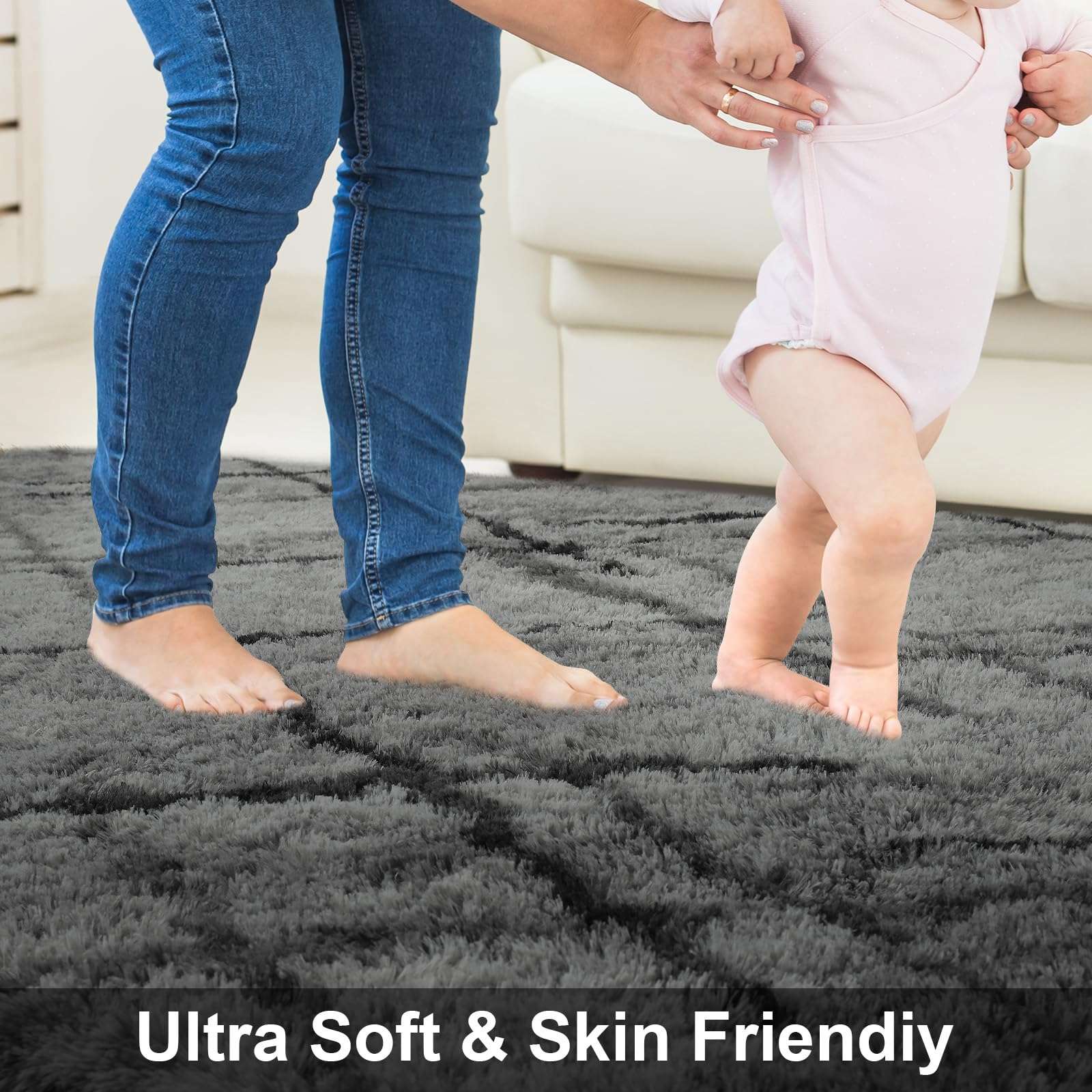 junovo Ultra Soft Area Rugs for Bedroom, 4x6ft Shaggy Rugs for Living Room, Fluffy Modern Rugs for Dorm, Memory Foam Indoor Carpet for Bedside Kids Teens Room Nursery Home Decor, Pink 4