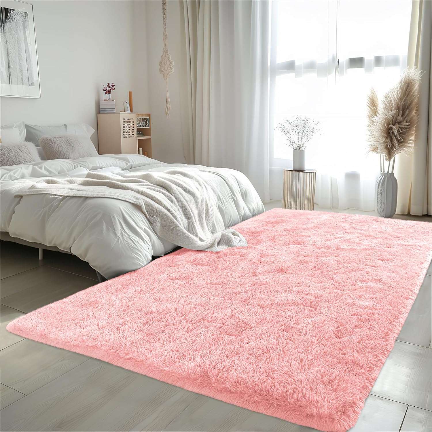 IR Imperial Rooms Shaggy Rugs for Living Room Durable Rectangular Cozy, High Pile Soft Throw Rug Anti Slip Carpets for Bedroom, Kids Home Decor Aesthetic, Nursery (Black, 5x7 Feet) 1