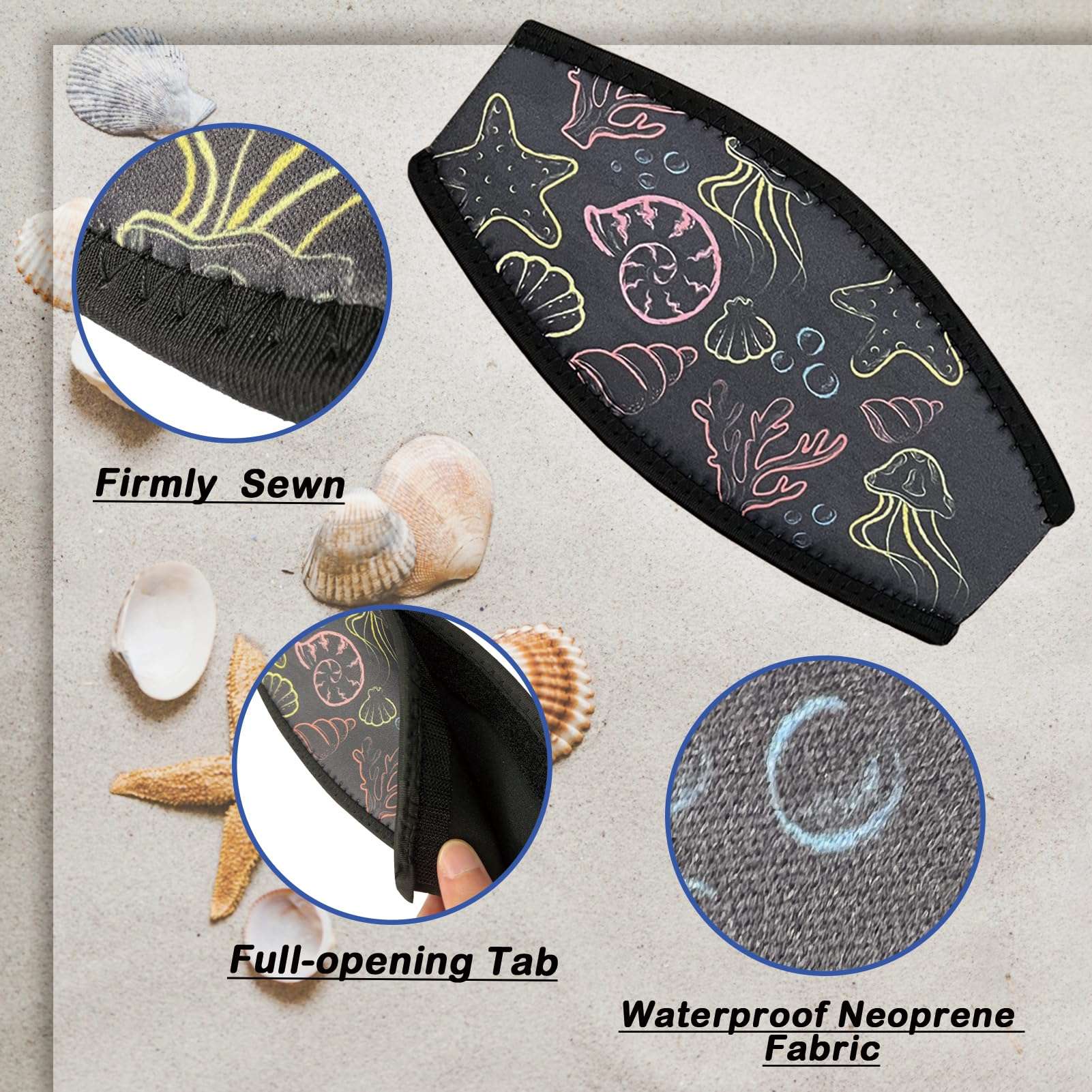 Tailoreadily 4 Pack Diving Mask Slap Straps Cover, Neoprene Snorkel Mask Strap for Men and Women, Swimming Waterproof Dive Mask Straps Hair Protector, Water Sports Diving Glasses Strap Covers 6