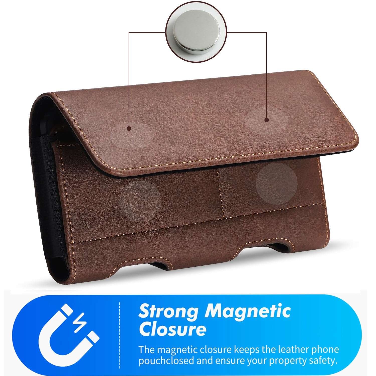 Mopaclle Phone Holster for Samsung Galaxy S24+S23+ S22+ A12 A13 A12 A32 A02 A03 A50 A73 A53 A33, iPhone 15 Pro Max 14 Pro Max XS Max Leather Belt Clip Loops Phone Pouch Card Holder Case,Brwon 2