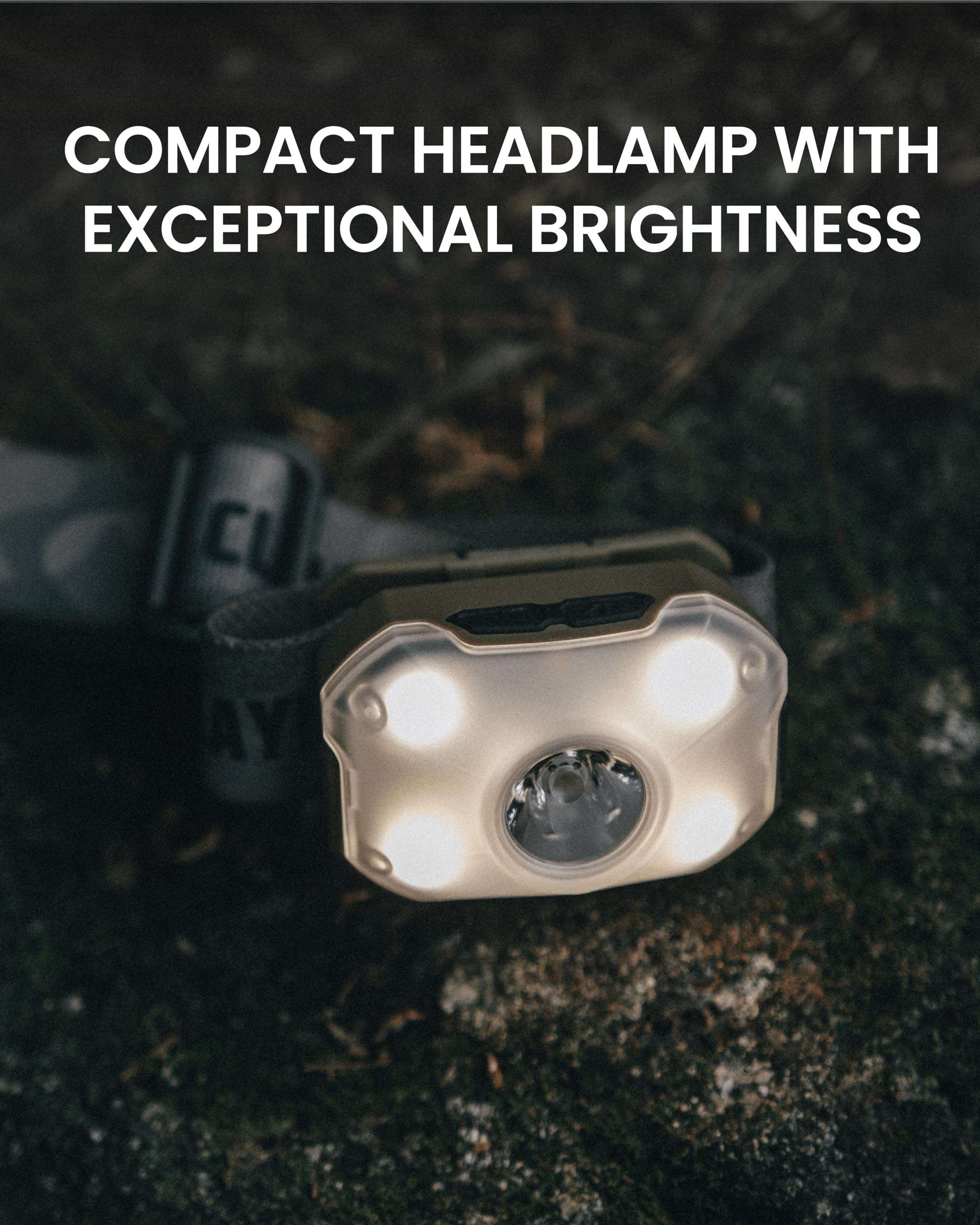Claymore Heady2 (Tan) - Lightweight LED Rechargeable Headlamp, 3 Light Modes, 350 Lumens, Waterproof. Ideal for Night Work, Fishing, Hiking, Running, Camping. 4