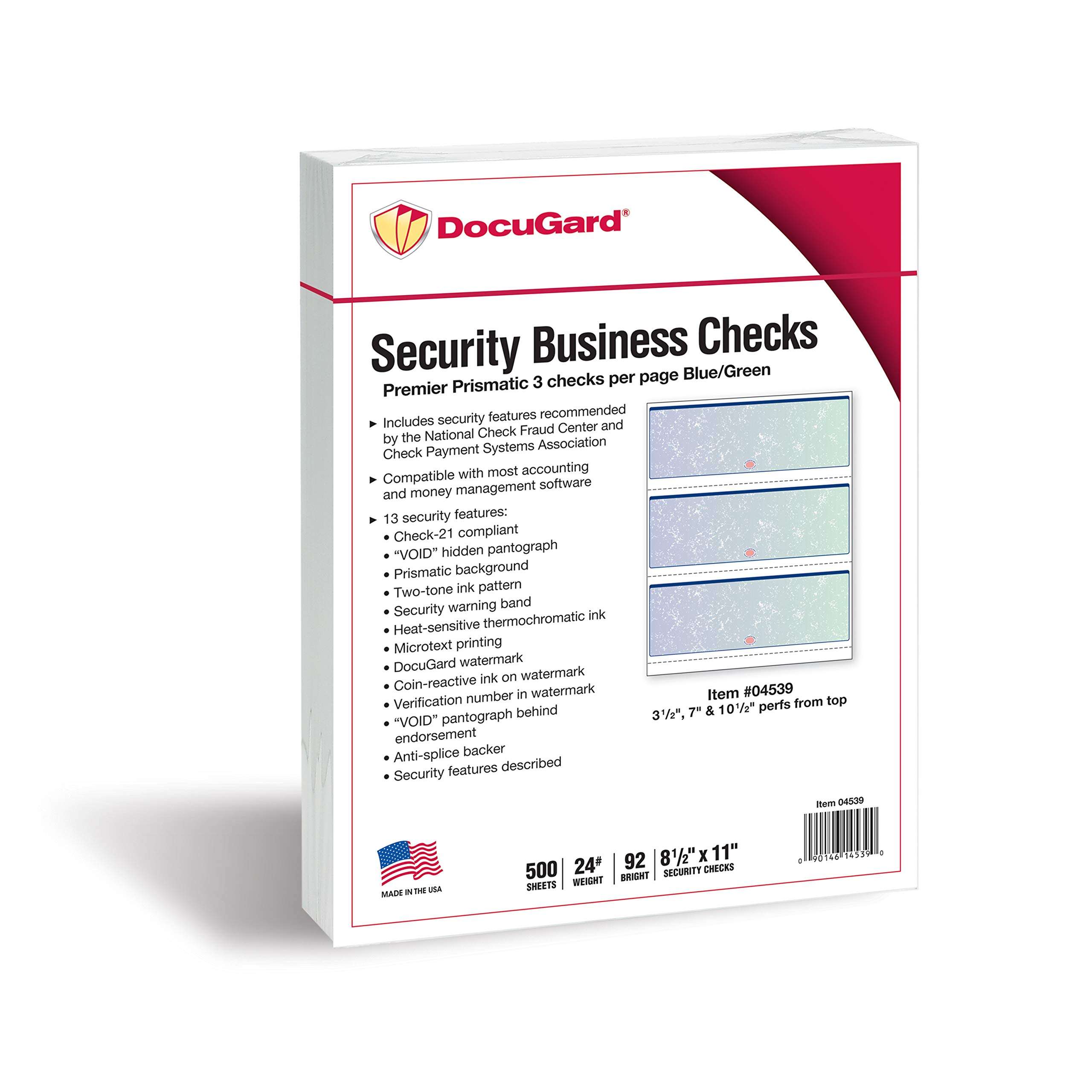 DocuGard Premier Prismatic Check, 13 Features, 8.5 X 11, Blue/Green Prismatic, 500/ream 2