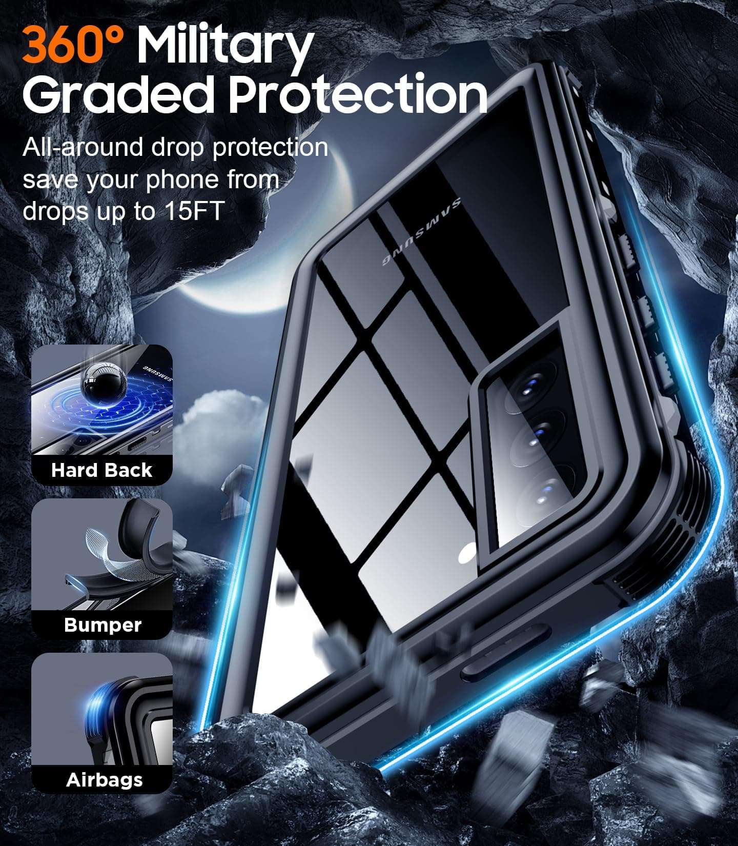 Temdan for Samsung Galaxy S21 Case Waterproof with Built-in Screen Protector 360 Full Body Underwater Case Shockproof Dustproof for Samsung S21 Phone Case Heavy Duty Protective 5G 6.2 Inch Black 4