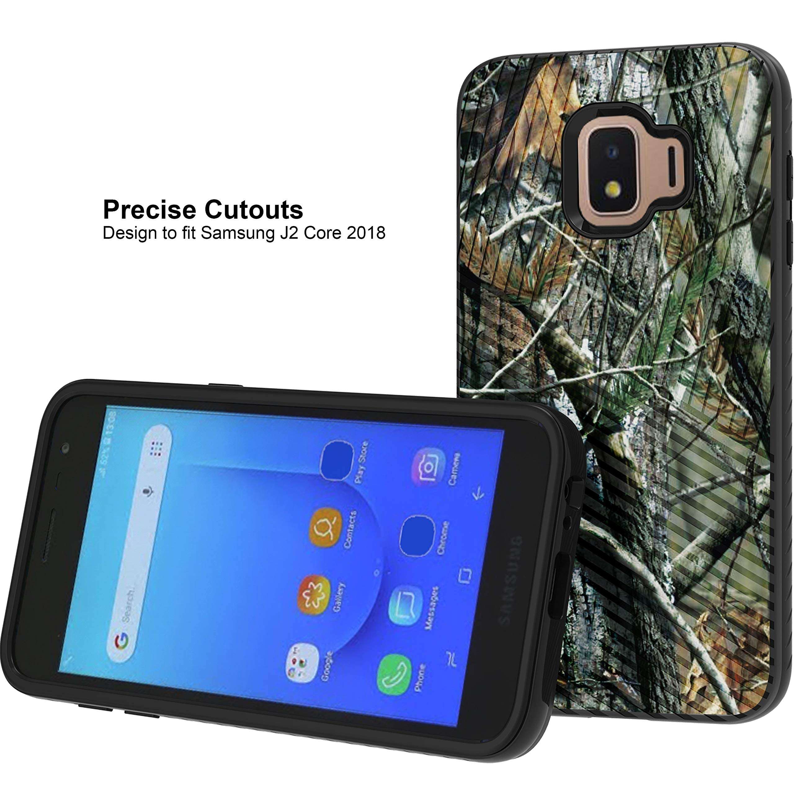 MINITURTLE Compatible with Samsung Galaxy J2 Core, Samsung Galaxy J2 Pure, Samsung Galaxy J2 Dash, J2 (2019) Hard Shell Embossed Case Protective Dual Layer - Tree Camo 5