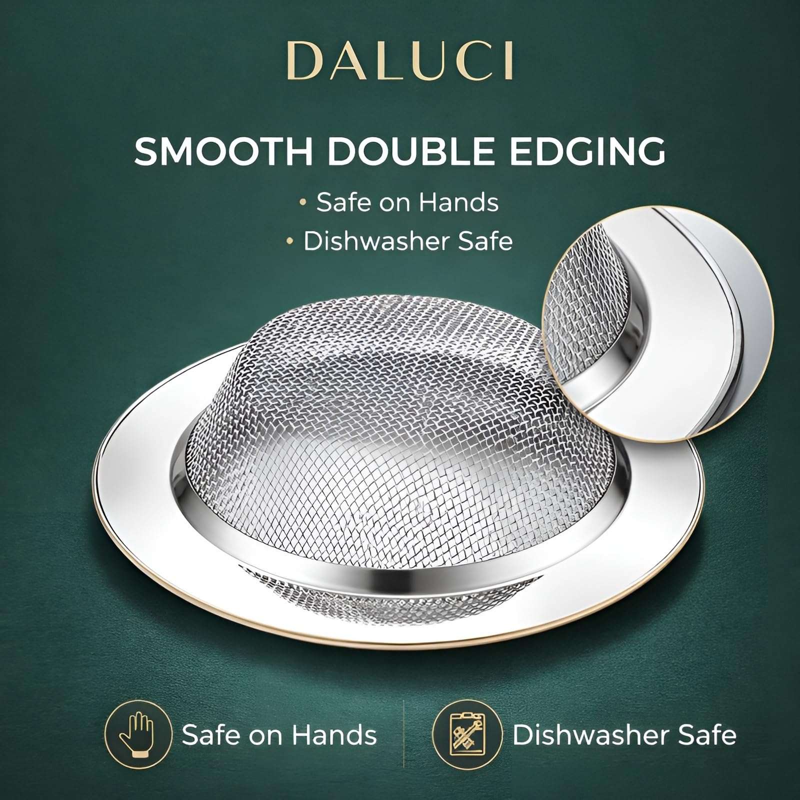 DALUCI Stainless Steel Sink Strainer | Kitchen Sink Drain Filter & Waste Coupling Jali | Rust Proof Heavy Duty Sink Strainer Steel with Wide Rim (11 CM) (1) 6