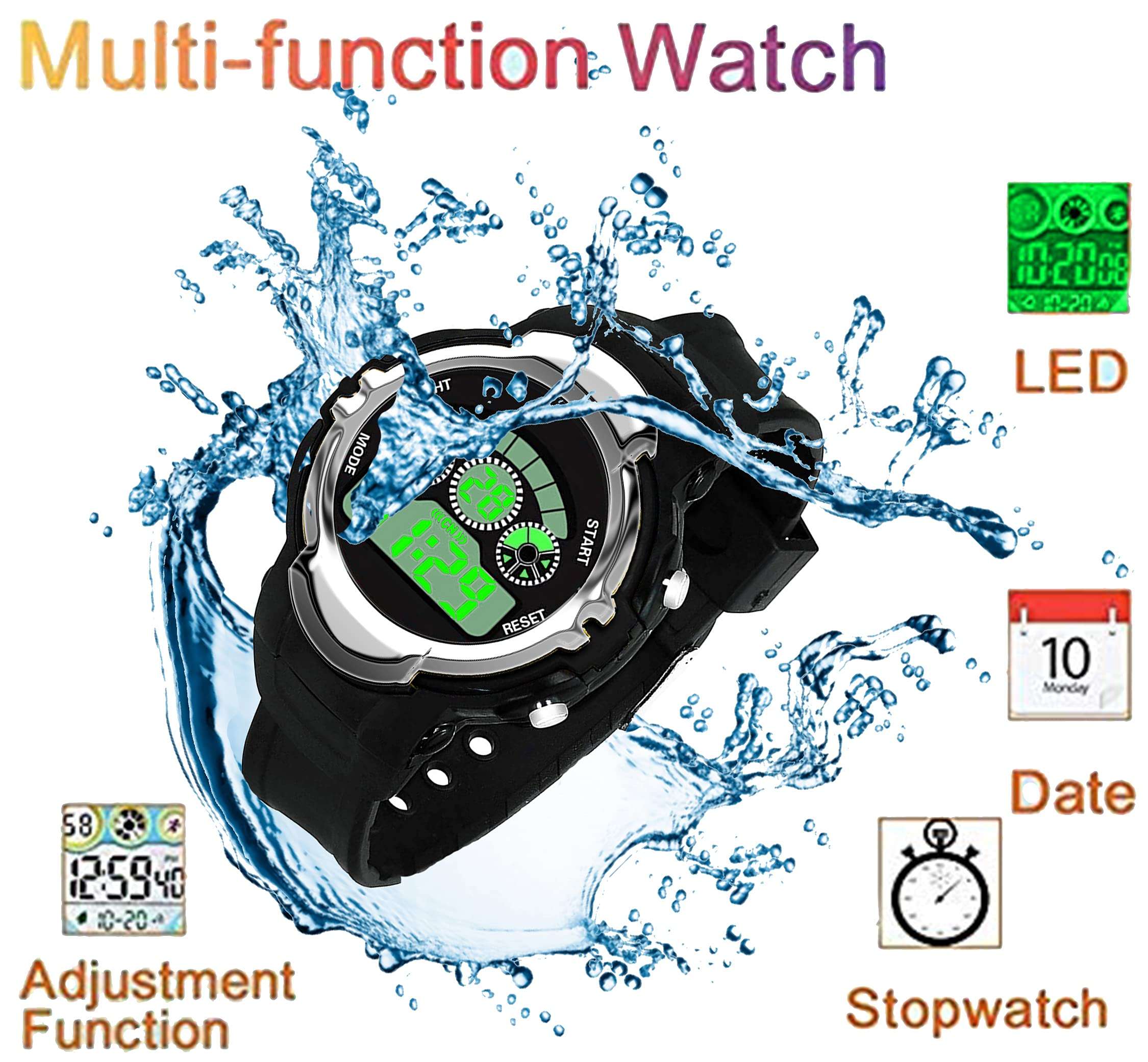 Time Up Digital Dial Water-Proof & LED Light Big Dial 3 Watches Combo for Kids (5-13 Years)-TYS-1811T-R (RED-Navy-Black) 5