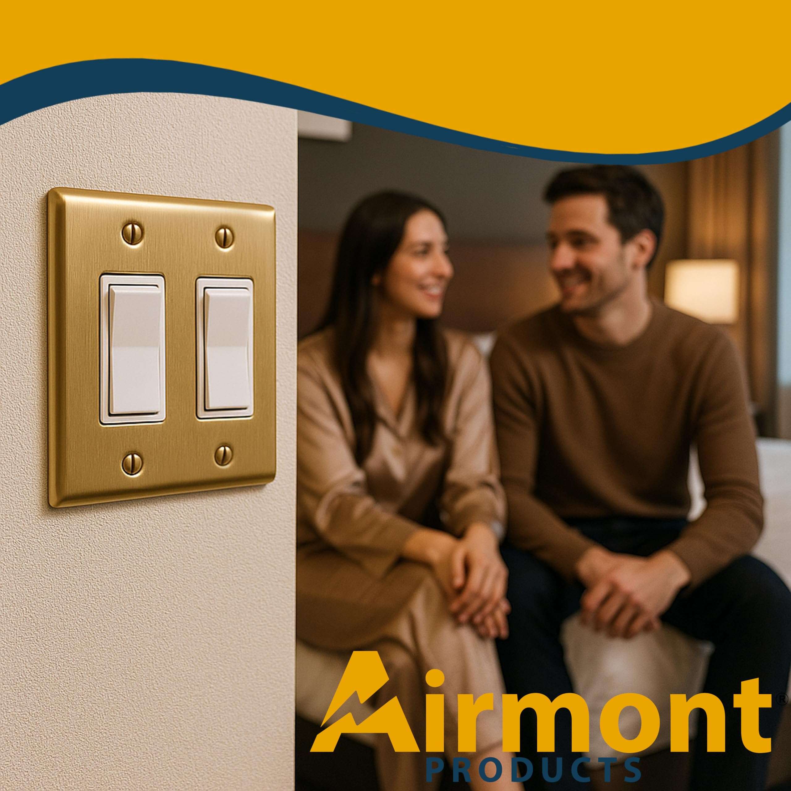 Satin Brass Rocker Switch Wall Plate, 1-Gang, Standard Size, Heavy-Duty Metal, GFCI/Rocker Outlet Cover, UL Listed Decorative Light Switch Cover, Made in USA, Screw Mount, Satin Finish (2, 2-Gang) 4