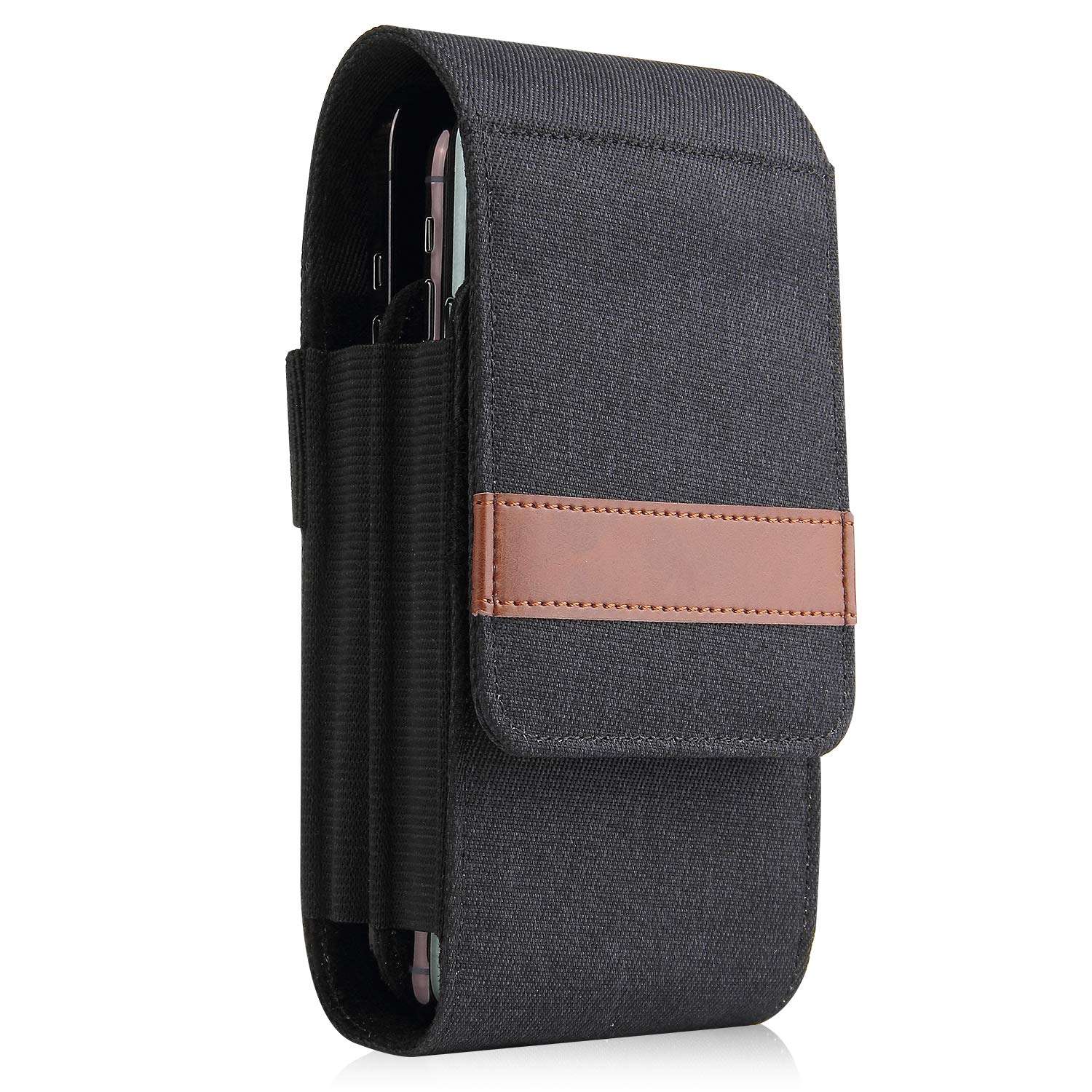 Nylon Dual Double Cell Phone Case Holster Belt Loop Pouch for Two Phones for Samsung S23 Ultra, S22 Ultra, S21 Ultra, A13 5G, A53 5G, A14 5G, A03S / Moto G Power 2022, G Stylus 5g / OnePlus 9, 10t, 8t 1