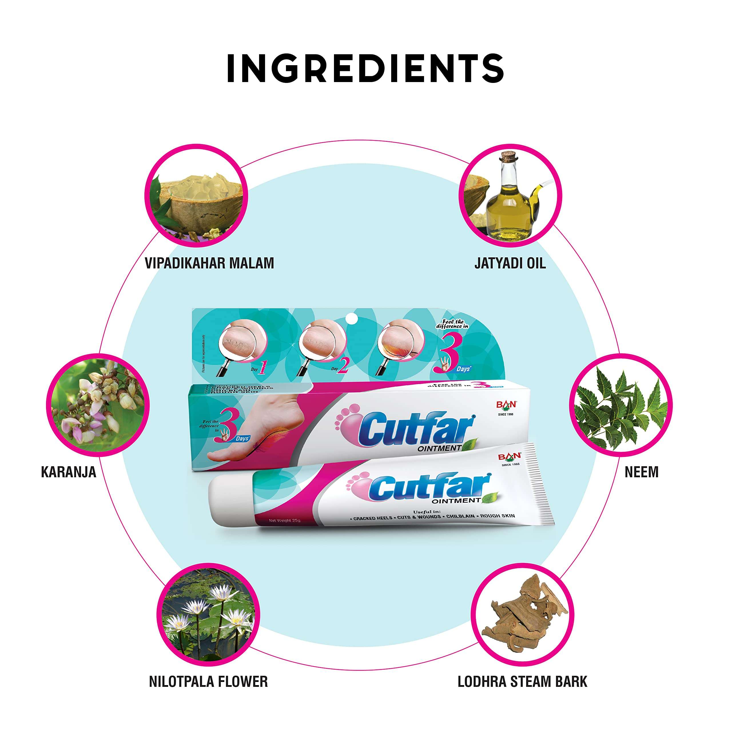 Ban Labs Cutfar Ointment - 25G (Pack of 2) | Cracked Heels repair | Chilblain Cream | foot cream |Cuts & Wounds |Rough Skin| For Cracked & Painful Heels 3
