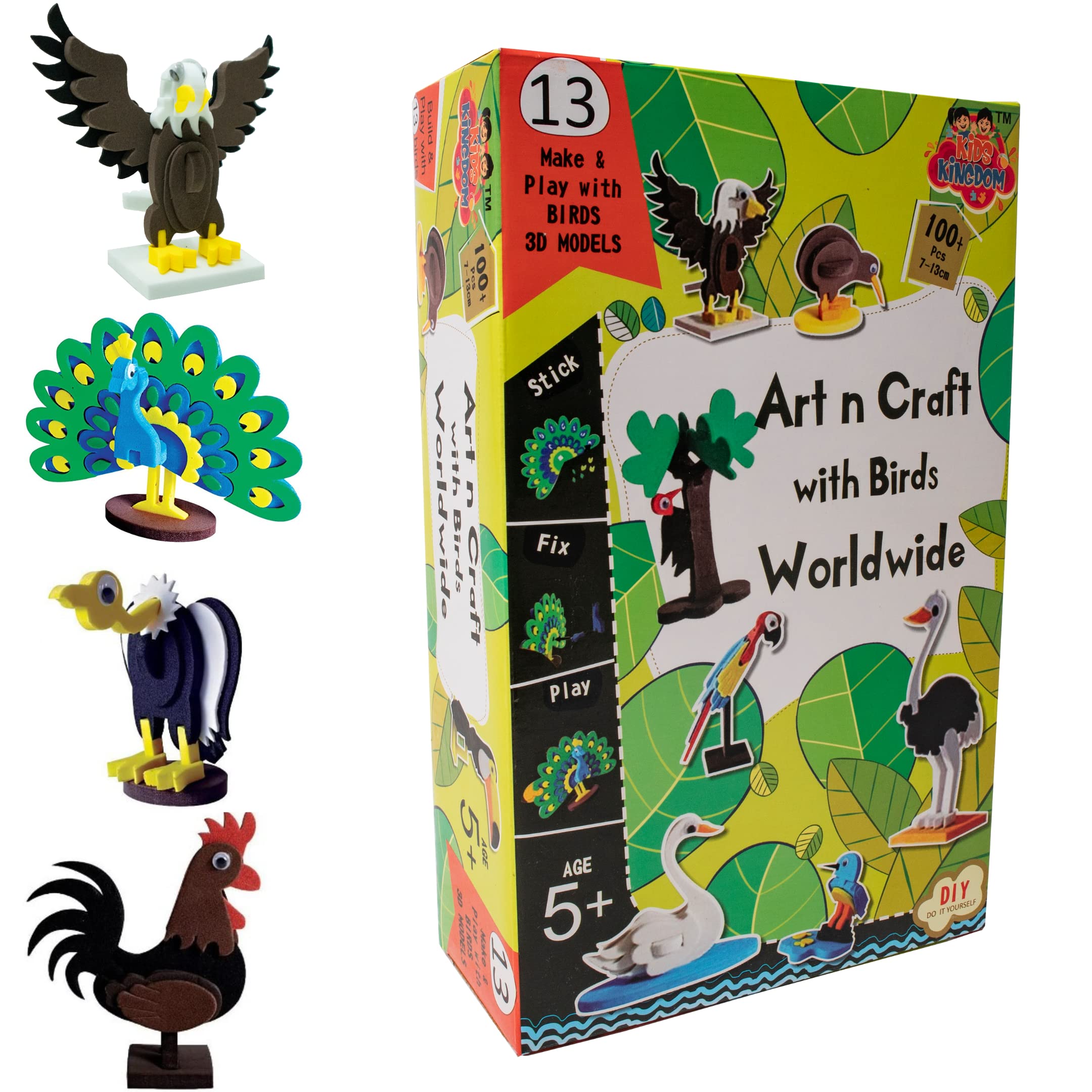Meeksky Art and Craft- Birds Worldwide- 13 Make & Play with Birds Models- Construction Set